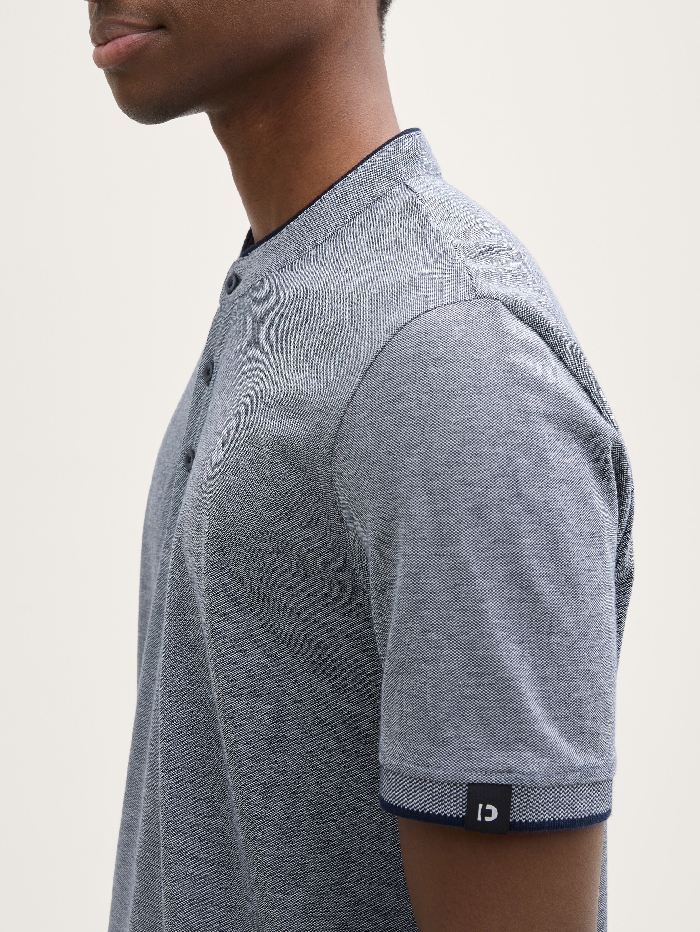 Piqué poloshirt met opstaande kraag - dark_blue_two_tone - 
