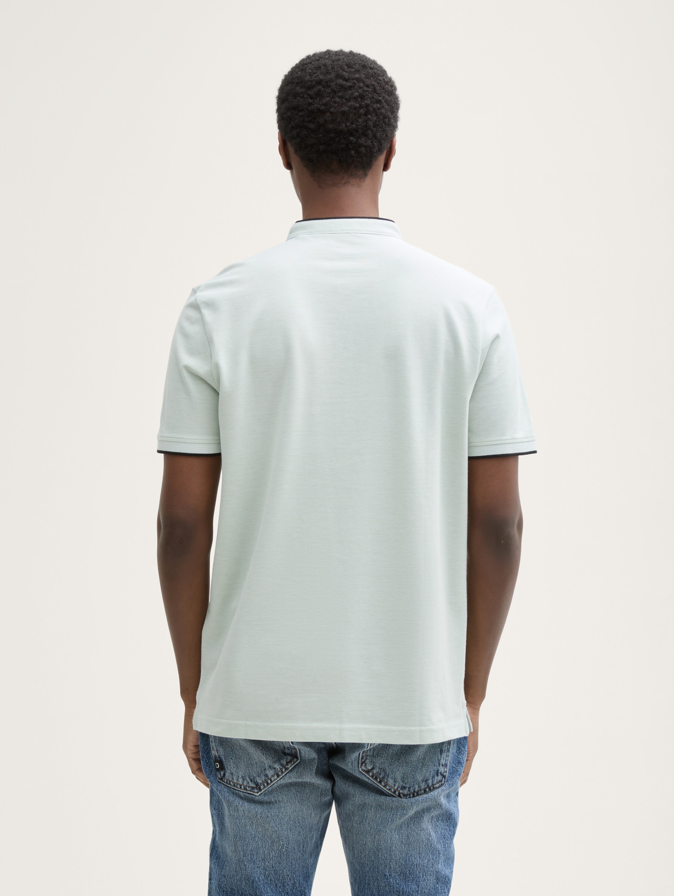 Piqué Poloshirt mit Stehkragen - fresh_green_white_two_tone - 
