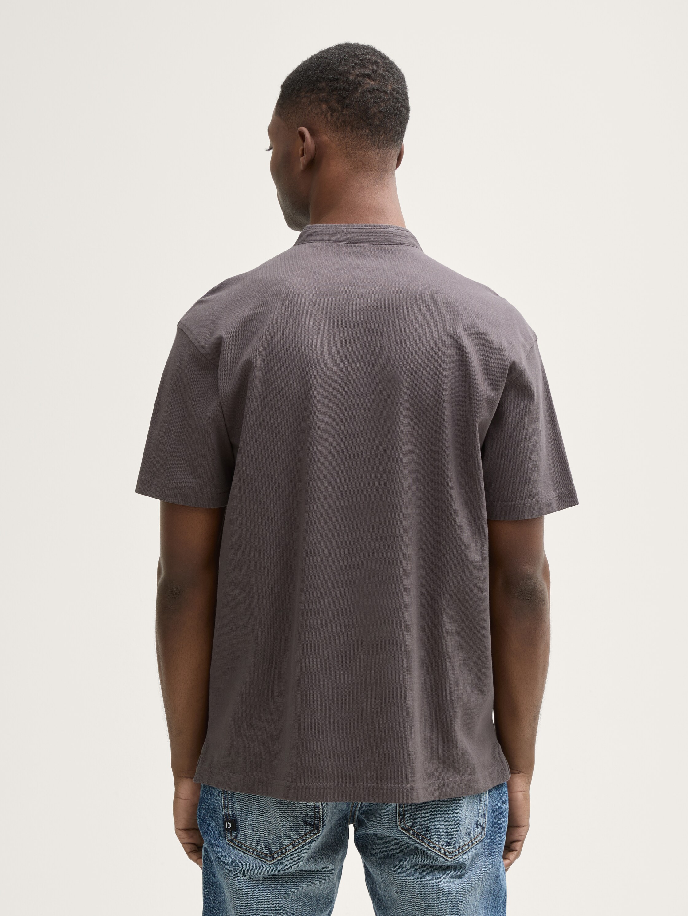 Relaxed fit polo shirt with stand-up collar - pavement_grey - 