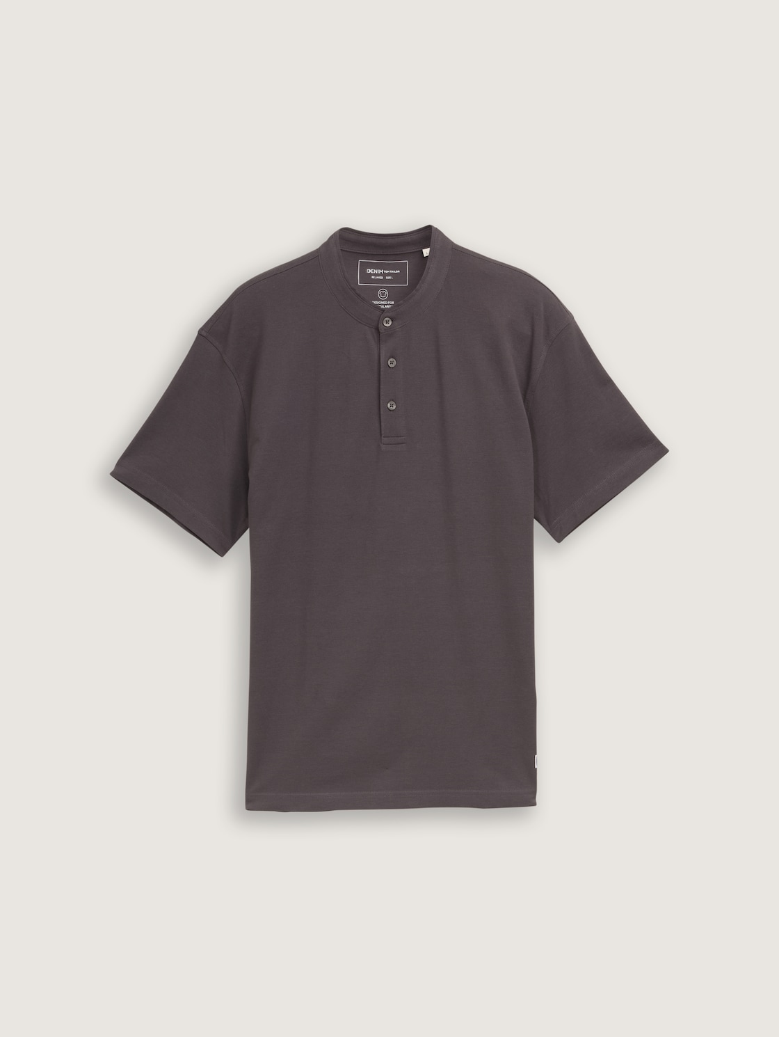 Relaxed Fit Poloshirt mit Stehkragen - Pavement Grey