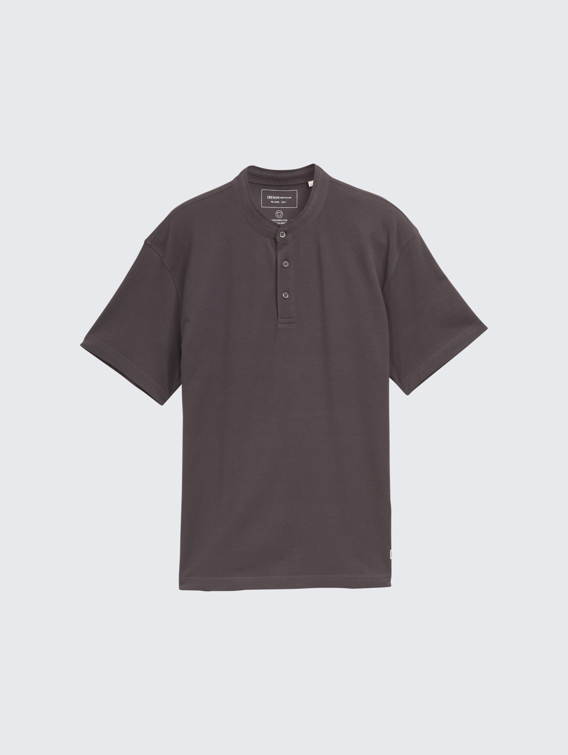 Relaxed Fit Poloshirt mit Stehkragen - Pavement Grey