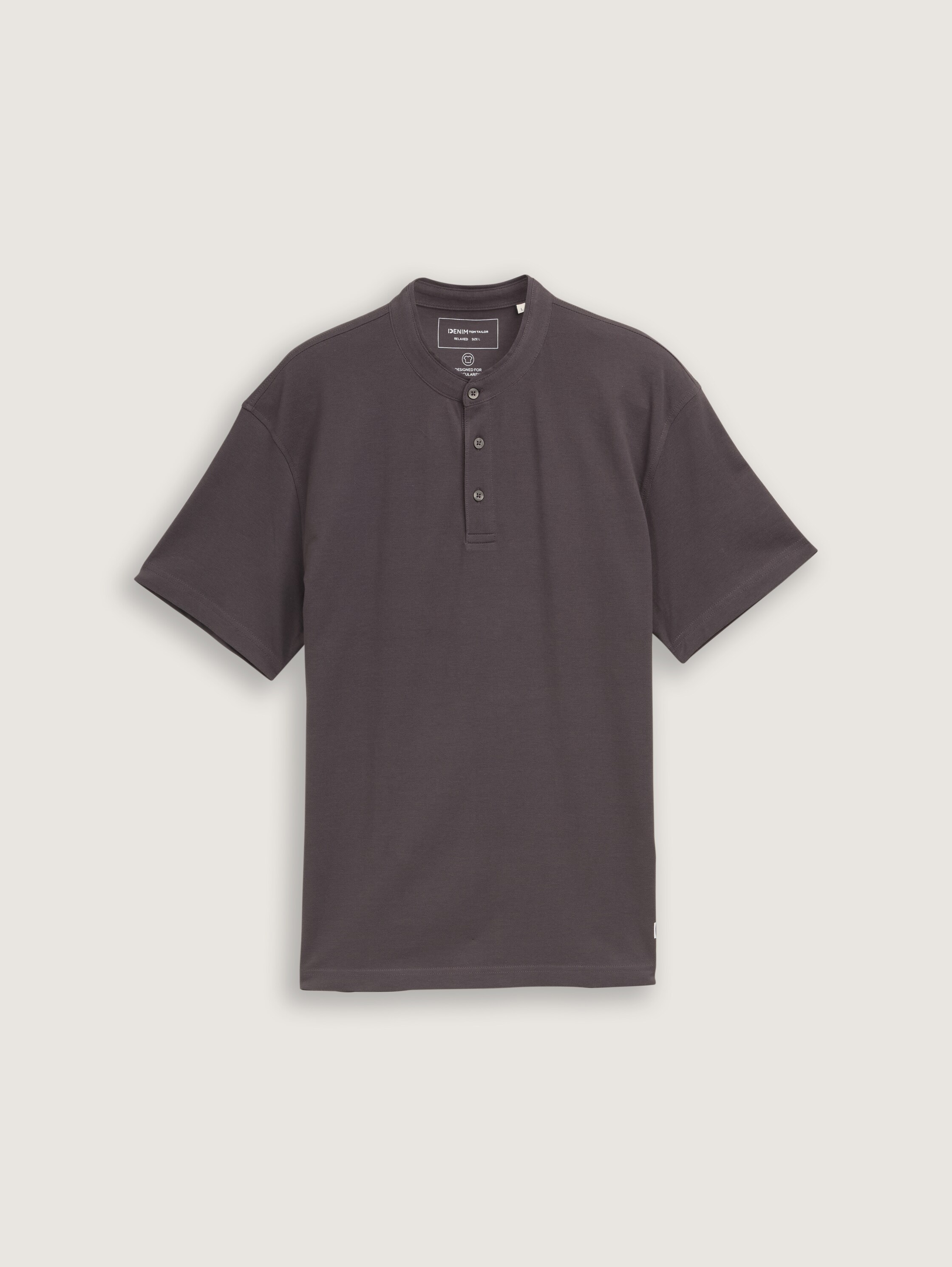 Relaxed fit polo shirt with stand-up collar - pavement_grey - 