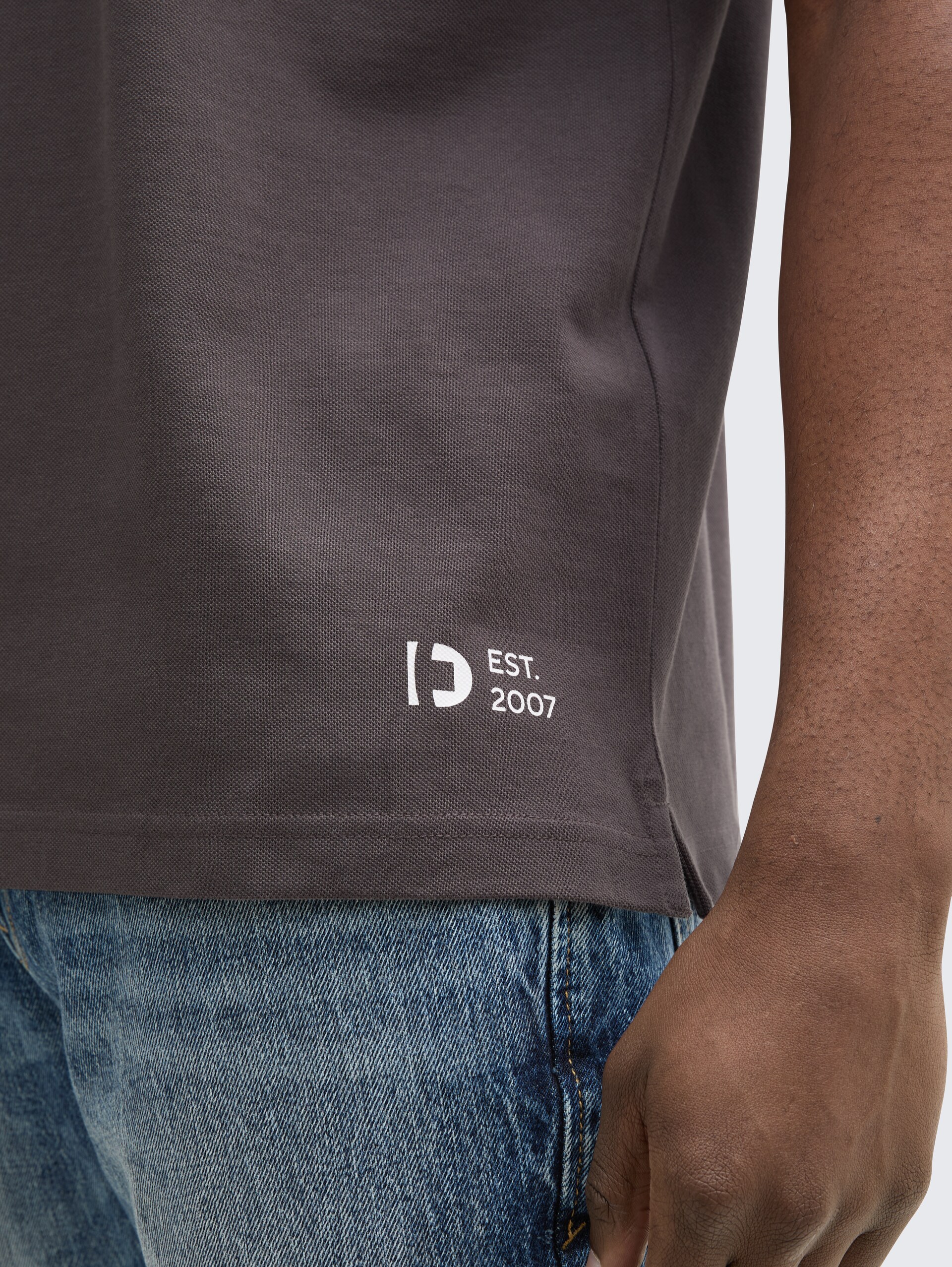 Relaxed Fit Poloshirt mit Stehkragen - Pavement Grey