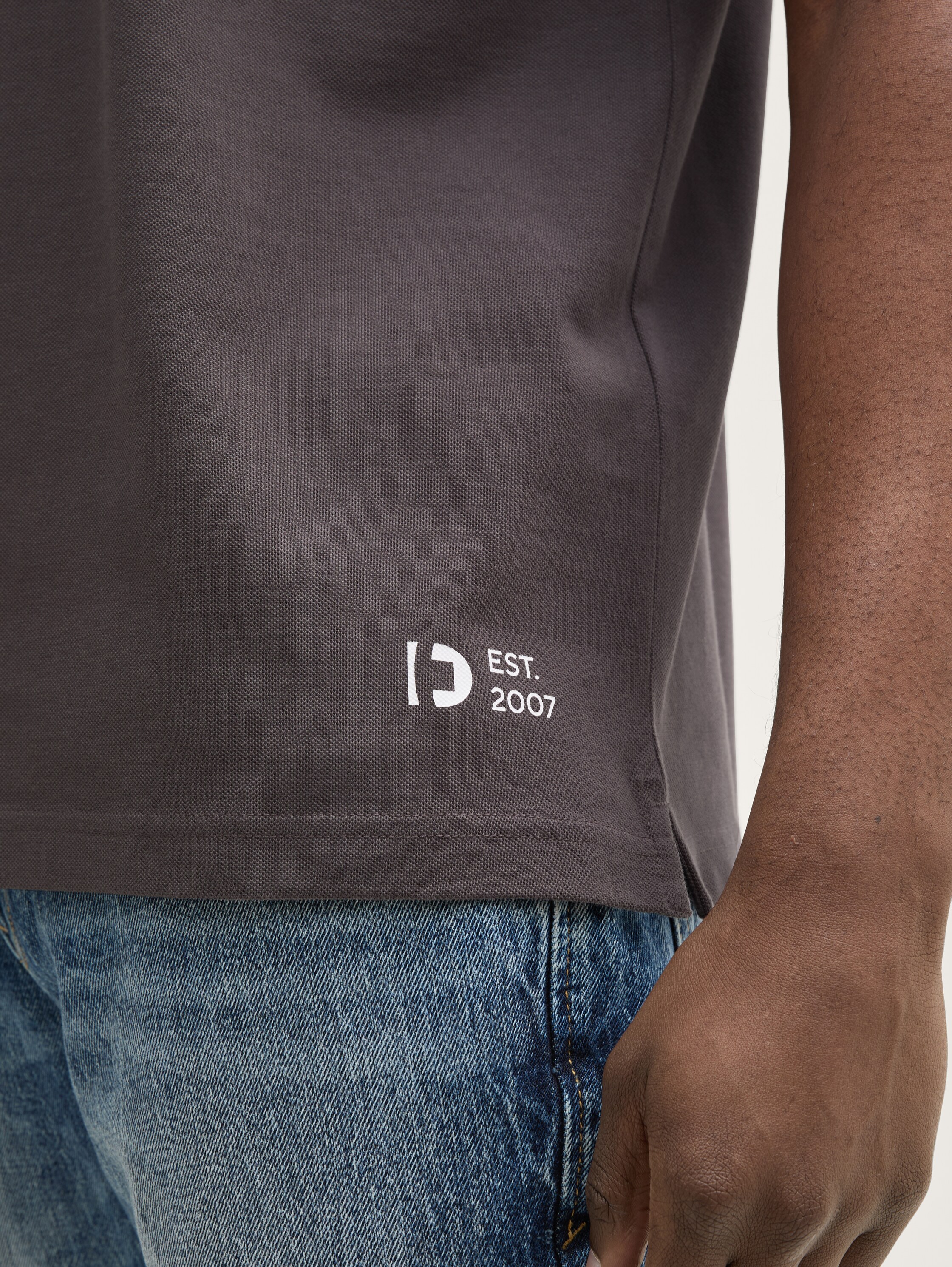 Relaxed fit polo shirt with stand-up collar - pavement_grey - 