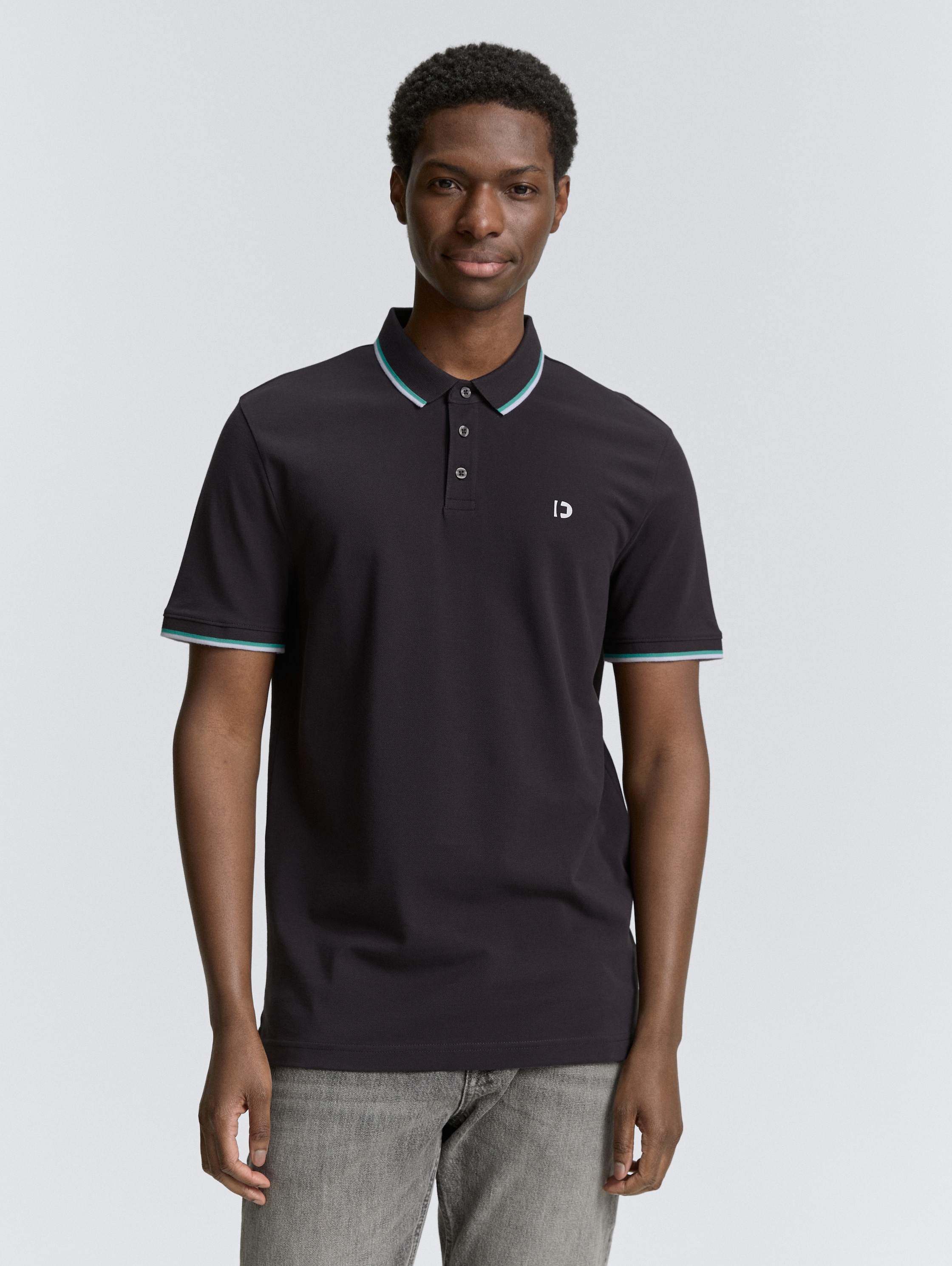 Piqué Poloshirt mit Logo-Print - coal_grey_1 - 