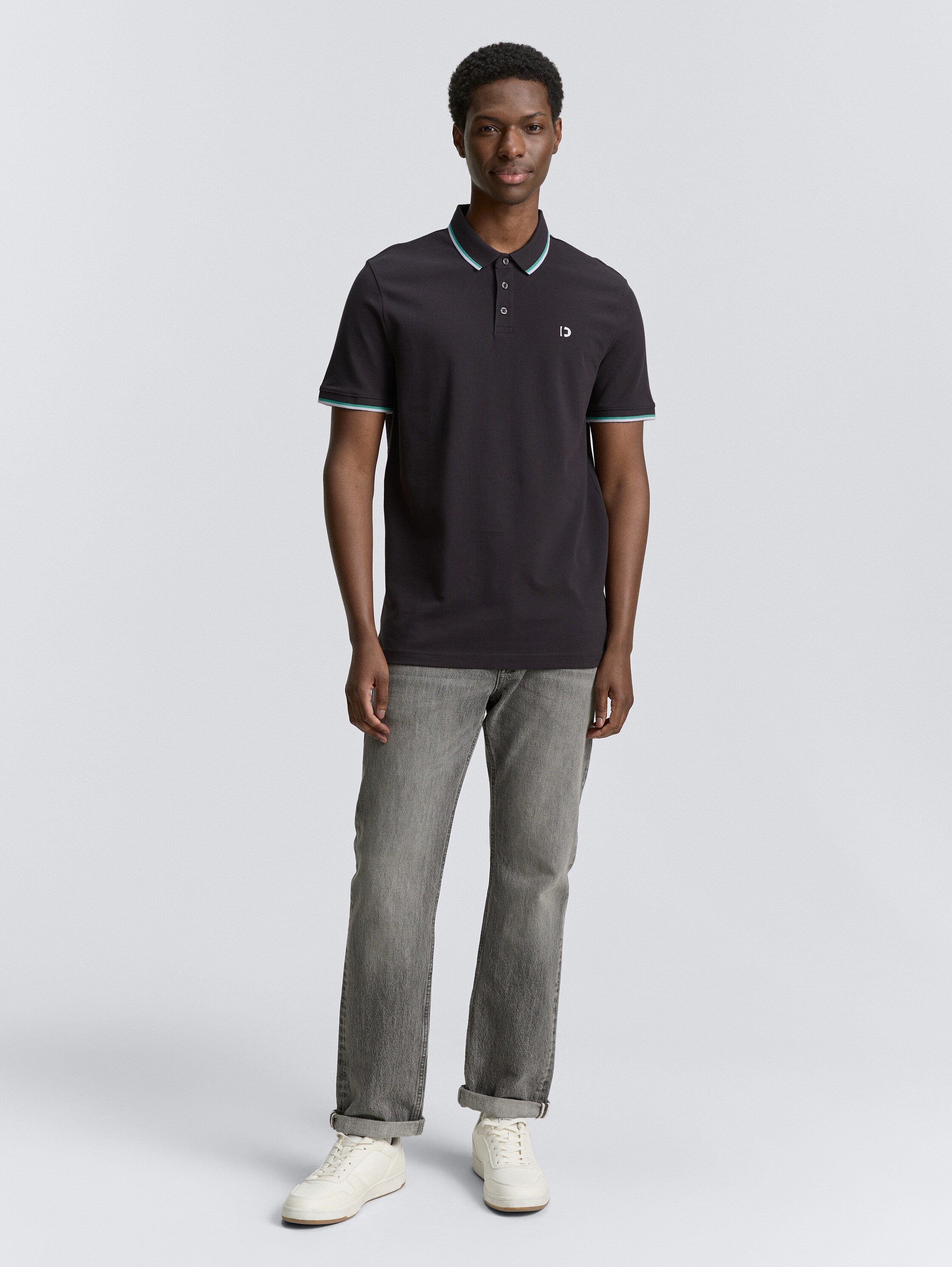 Piqué Poloshirt mit Logo-Print - coal_grey_1 - 