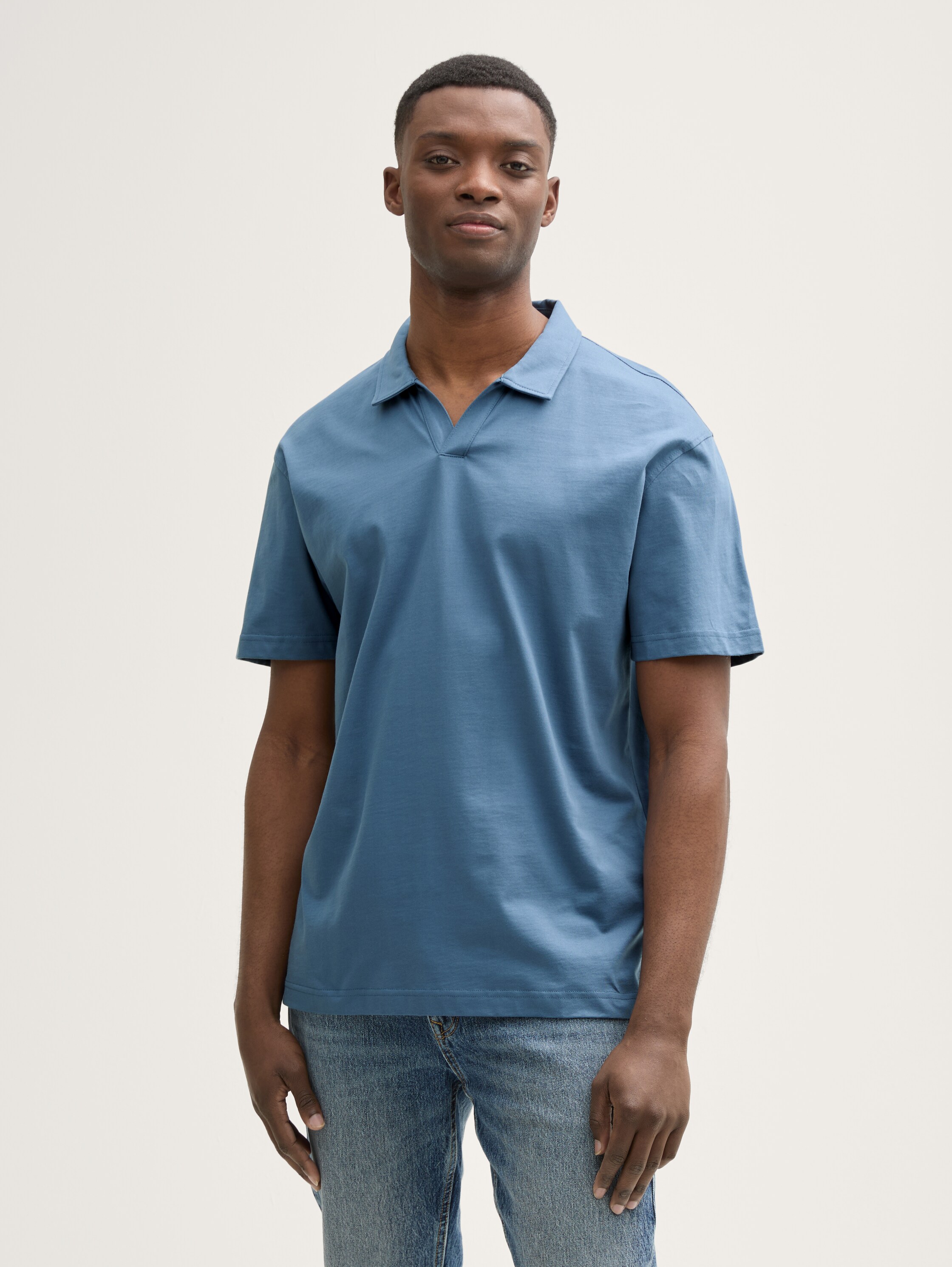 Relaxed Fit Jersey Poloshirt aus Baumwolle - mystical_blue - 