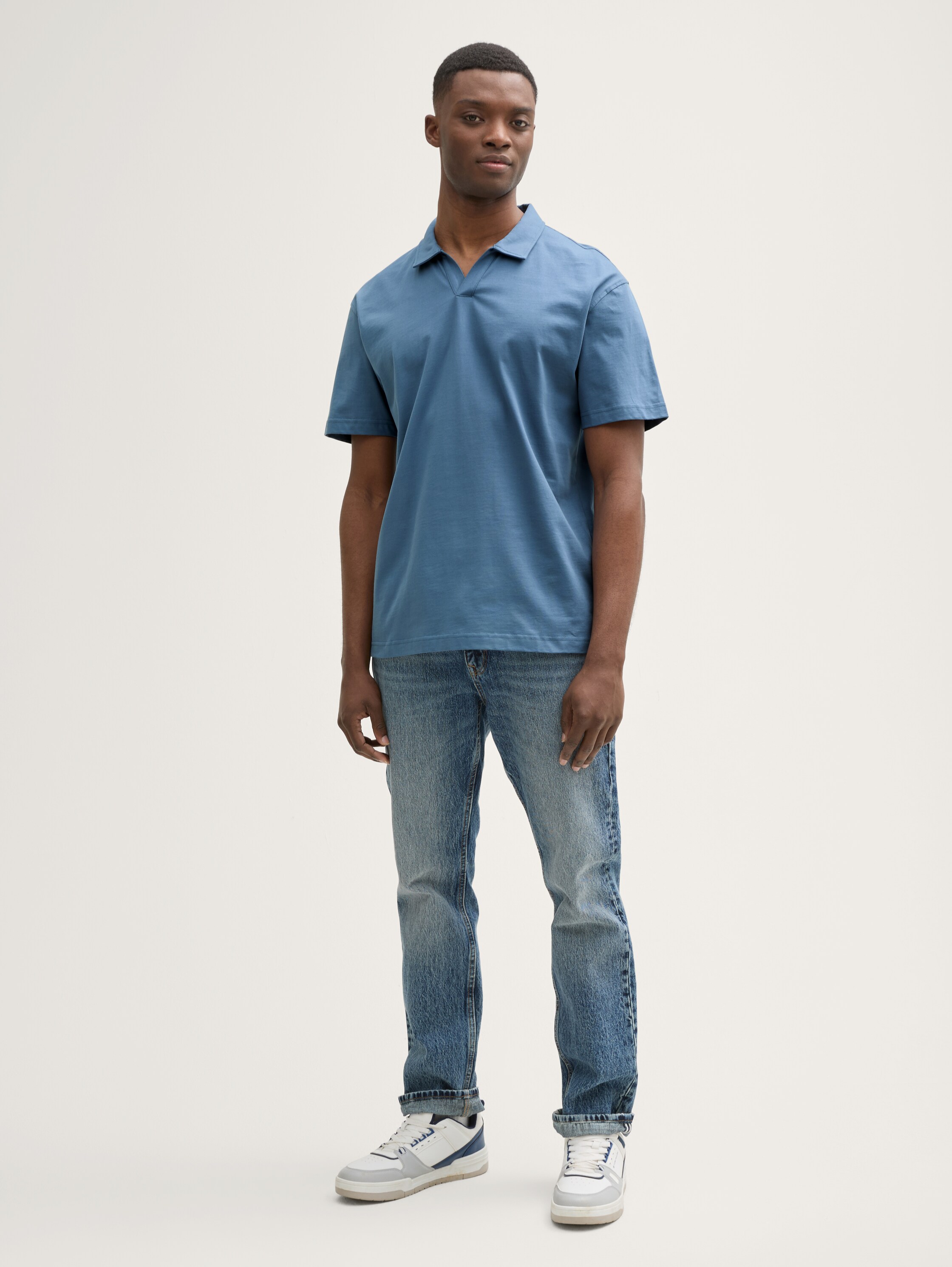 Relaxed Fit Jersey Poloshirt aus Baumwolle - mystical_blue - 