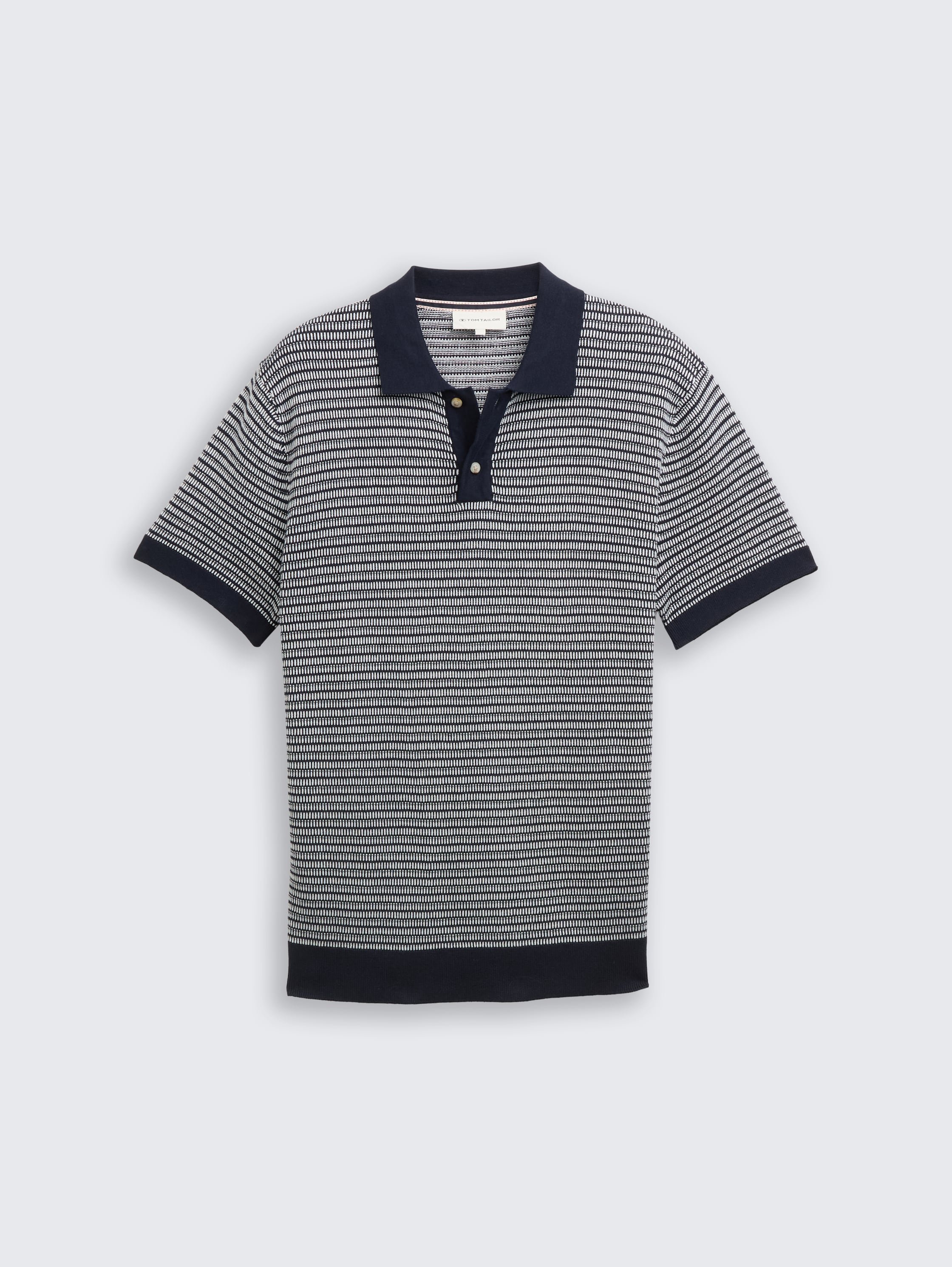 Strick-Poloshirt aus Baumwolle - navy_white_fancy_stripe - 