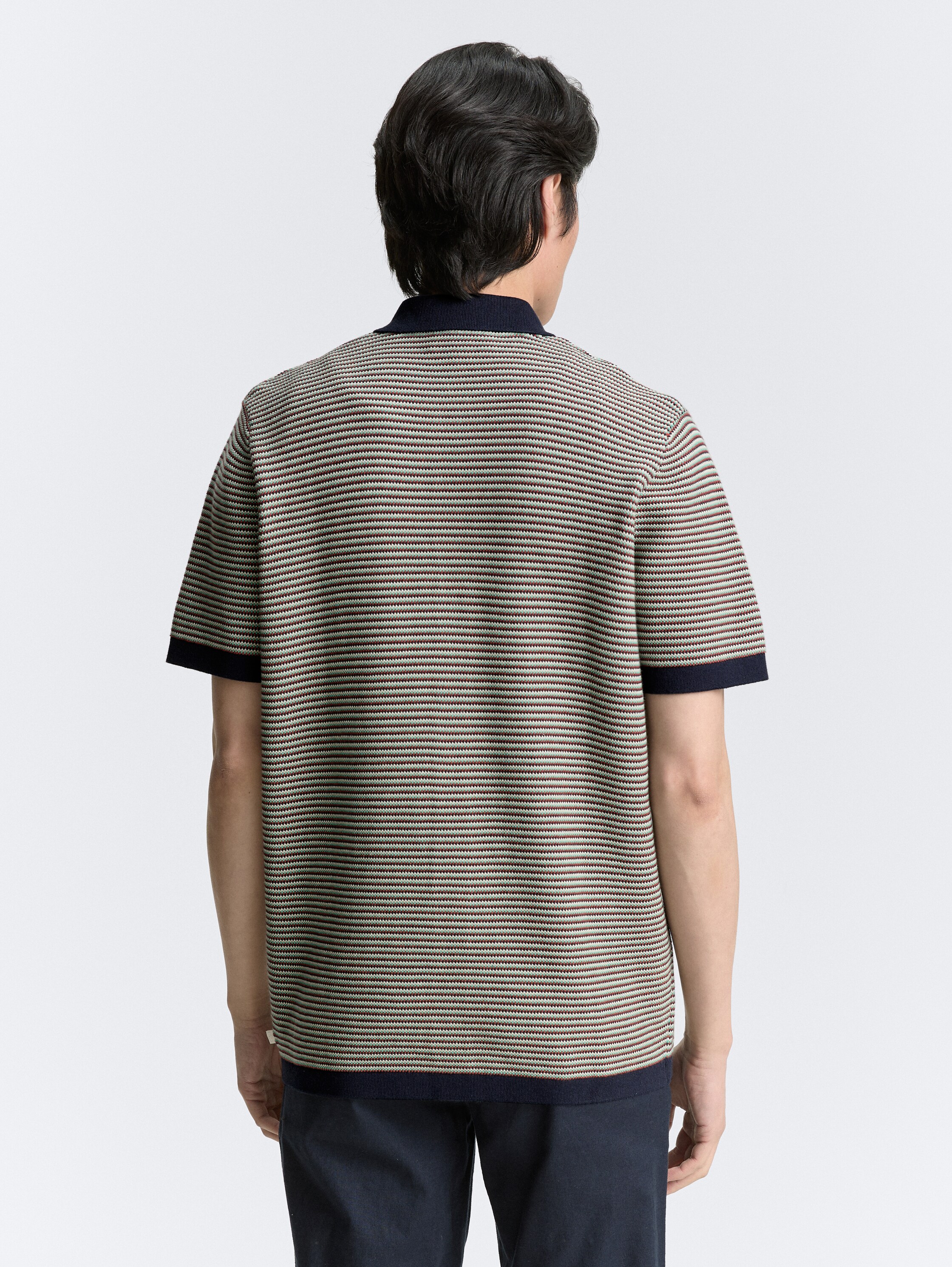 Strick-Poloshirt aus Baumwolle - small_multicolor_structure - 