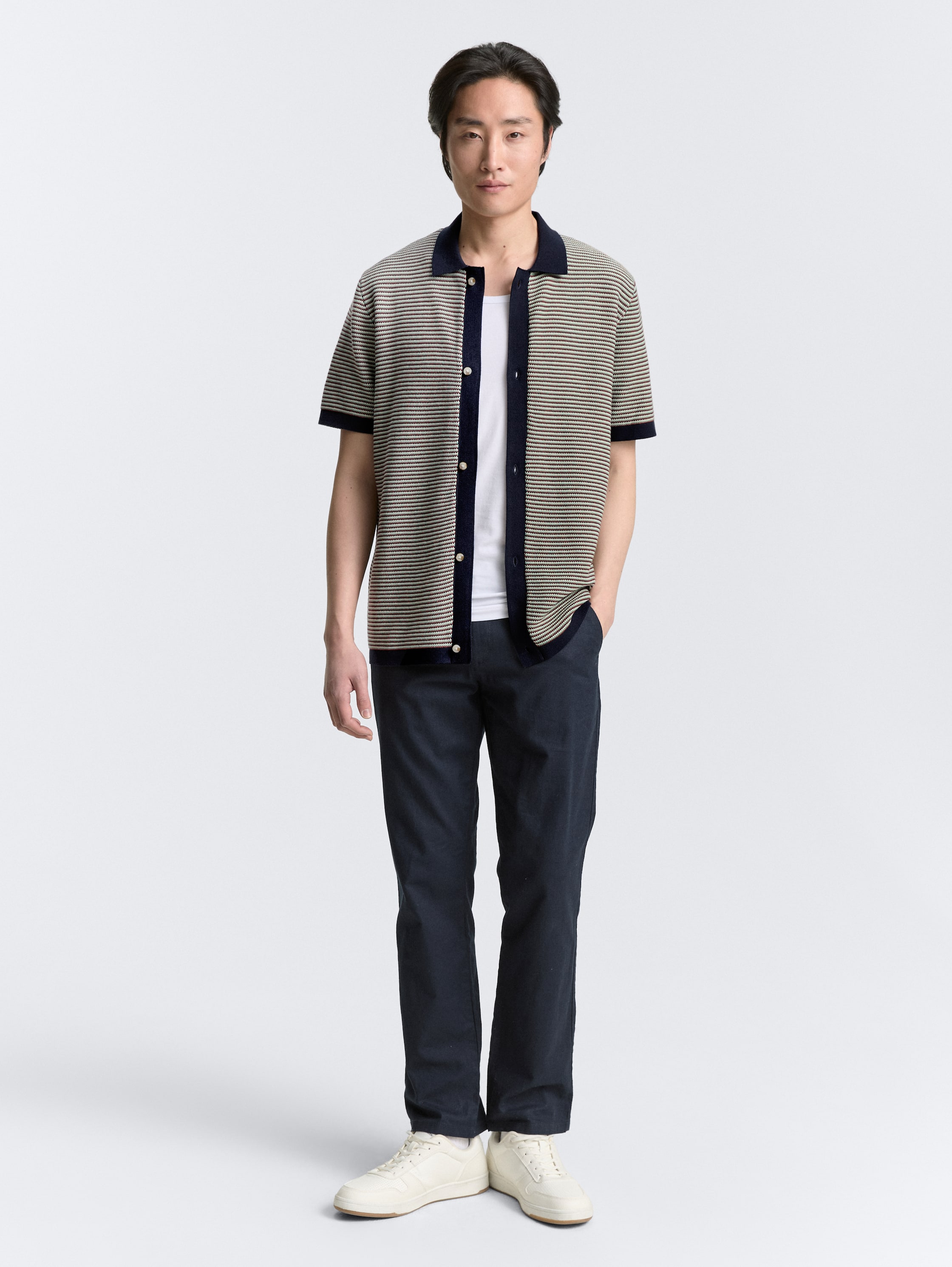 Strick-Poloshirt aus Baumwolle - small_multicolor_structure - 