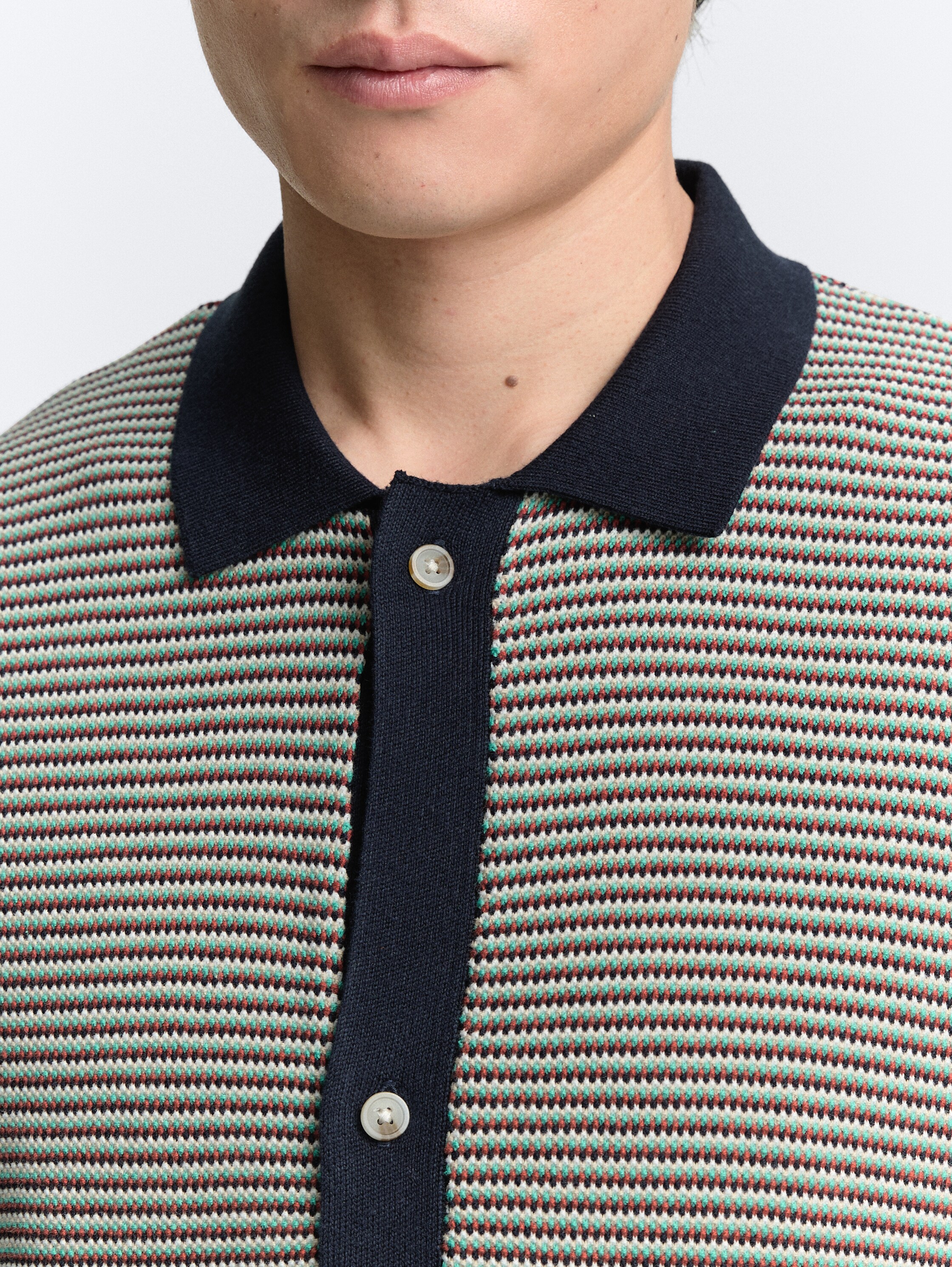 Strick-Poloshirt aus Baumwolle - small_multicolor_structure - 