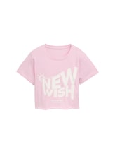 Ausgewählt, Cropped T-Shirt mit Print von Tom Tailor, rosa