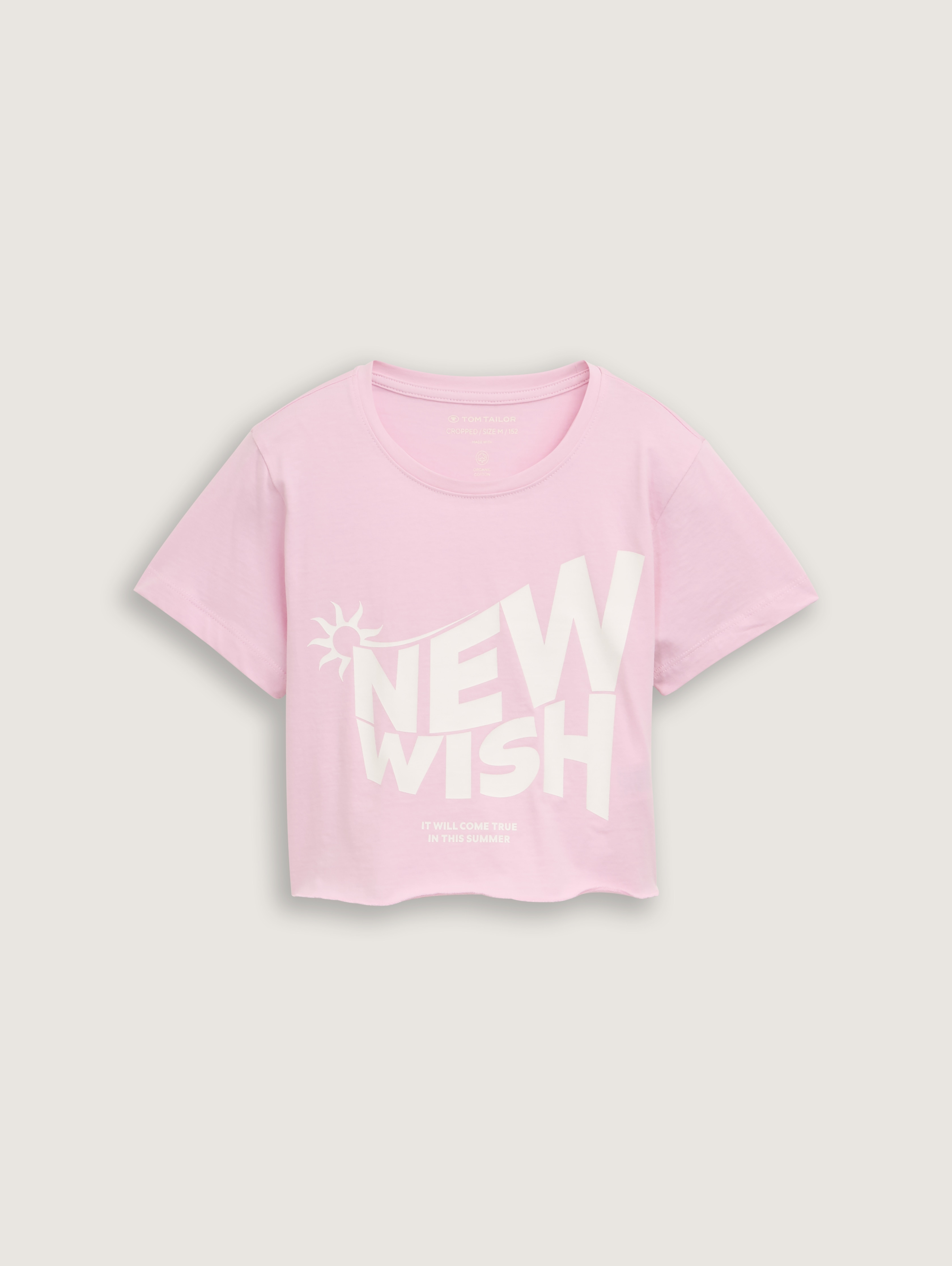 Cropped T-Shirt mit Print von Teen Girls, cold pink