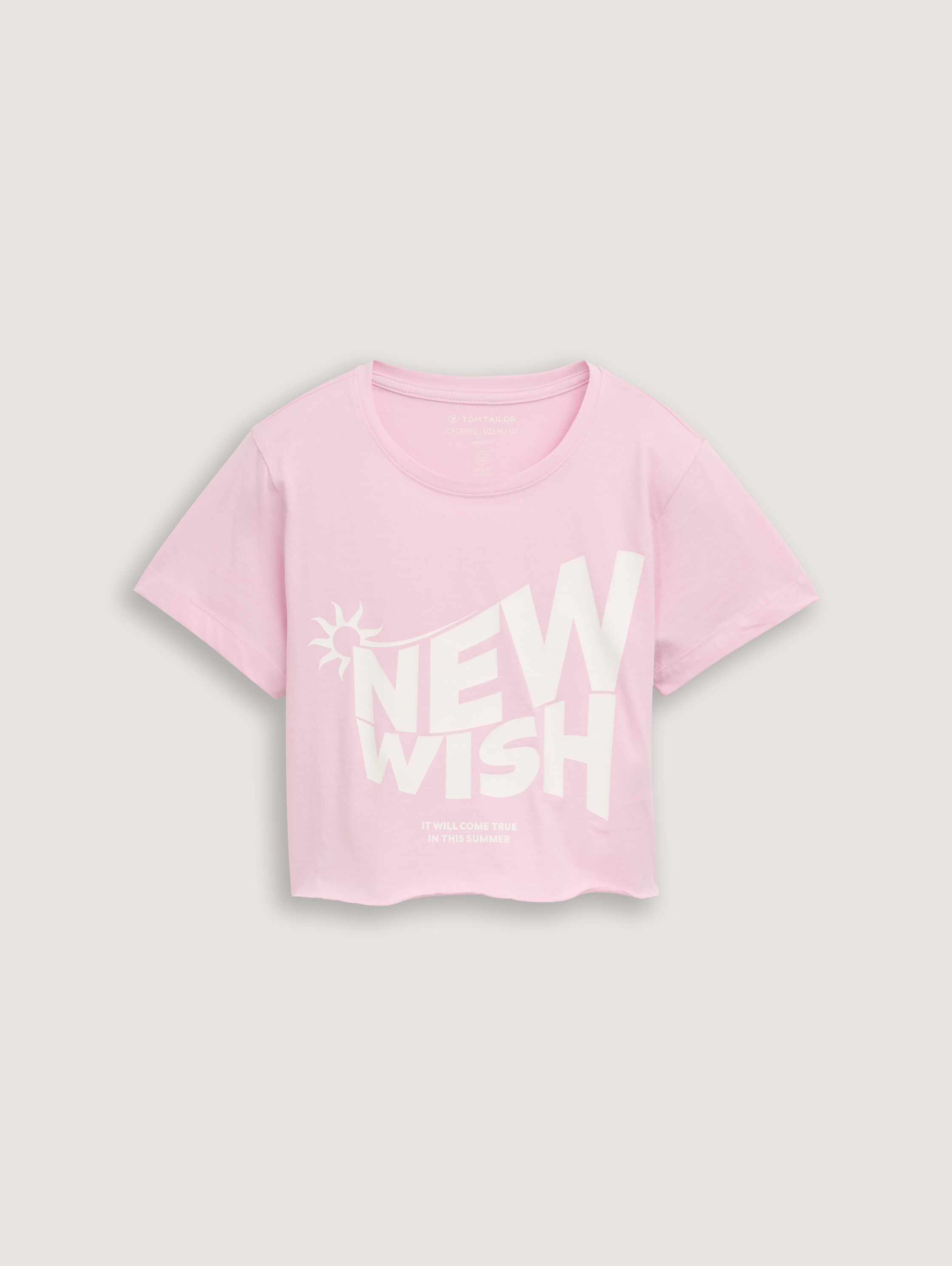 Cropped T-Shirt mit Print - cold_pink - 