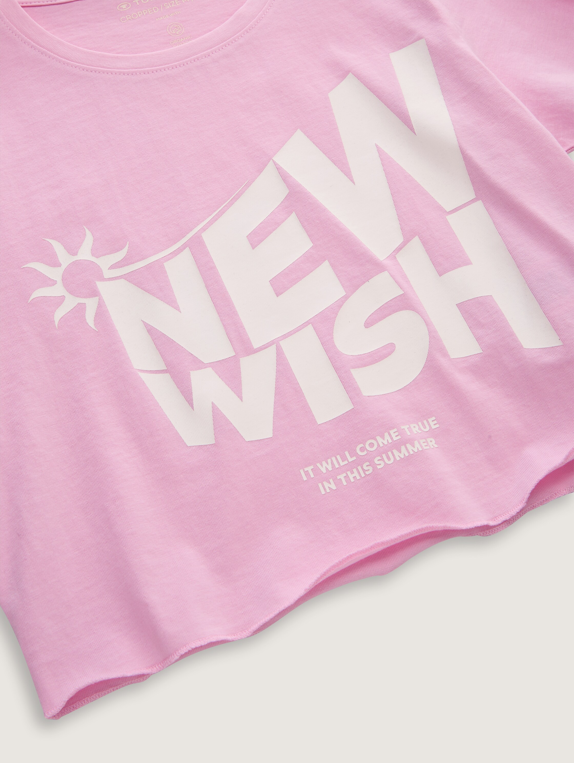 Cropped T-Shirt mit Print - cold_pink - 