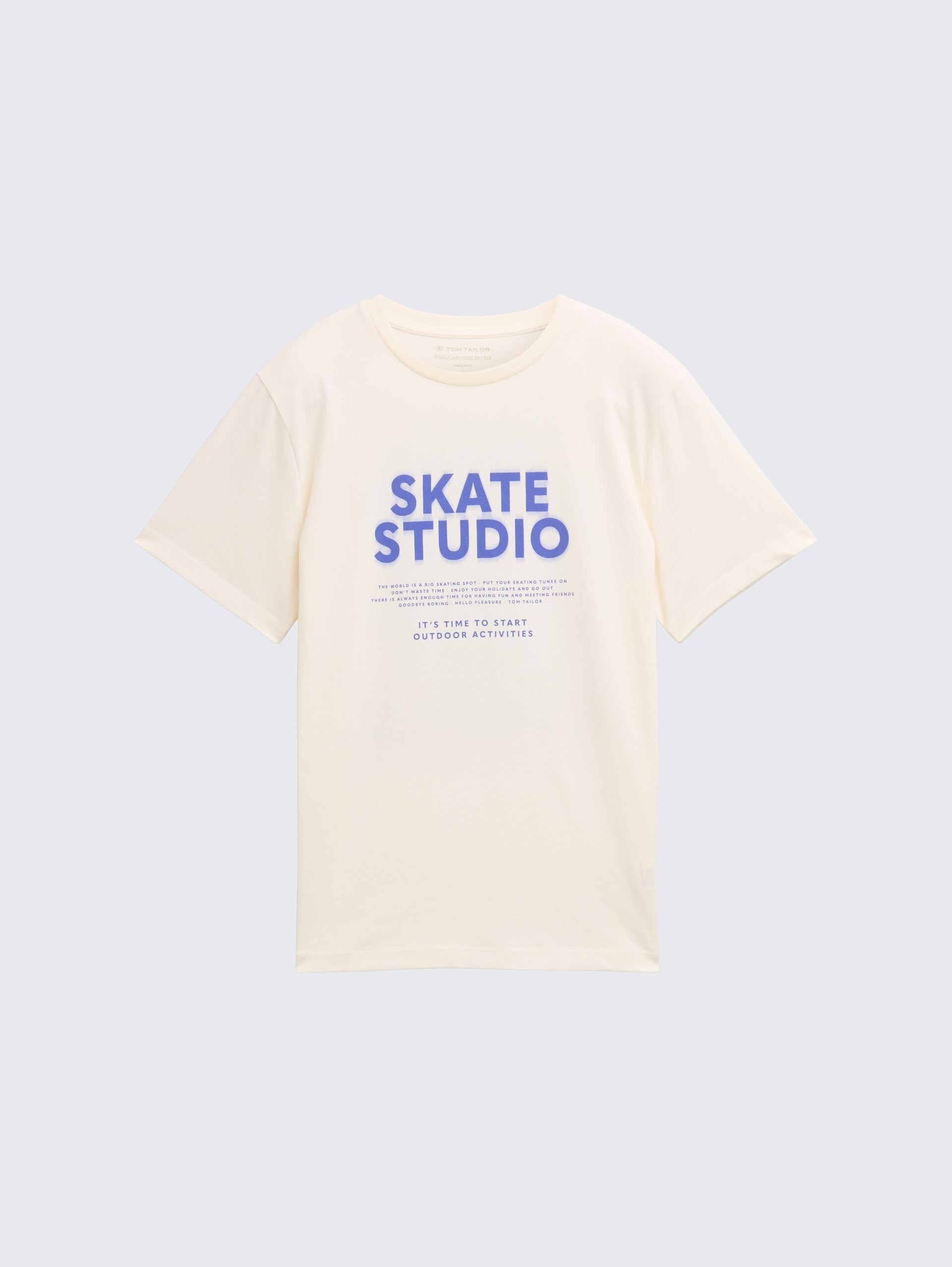 T-Shirt mit Print - Wool White - Vorder-Produkt-Ansicht