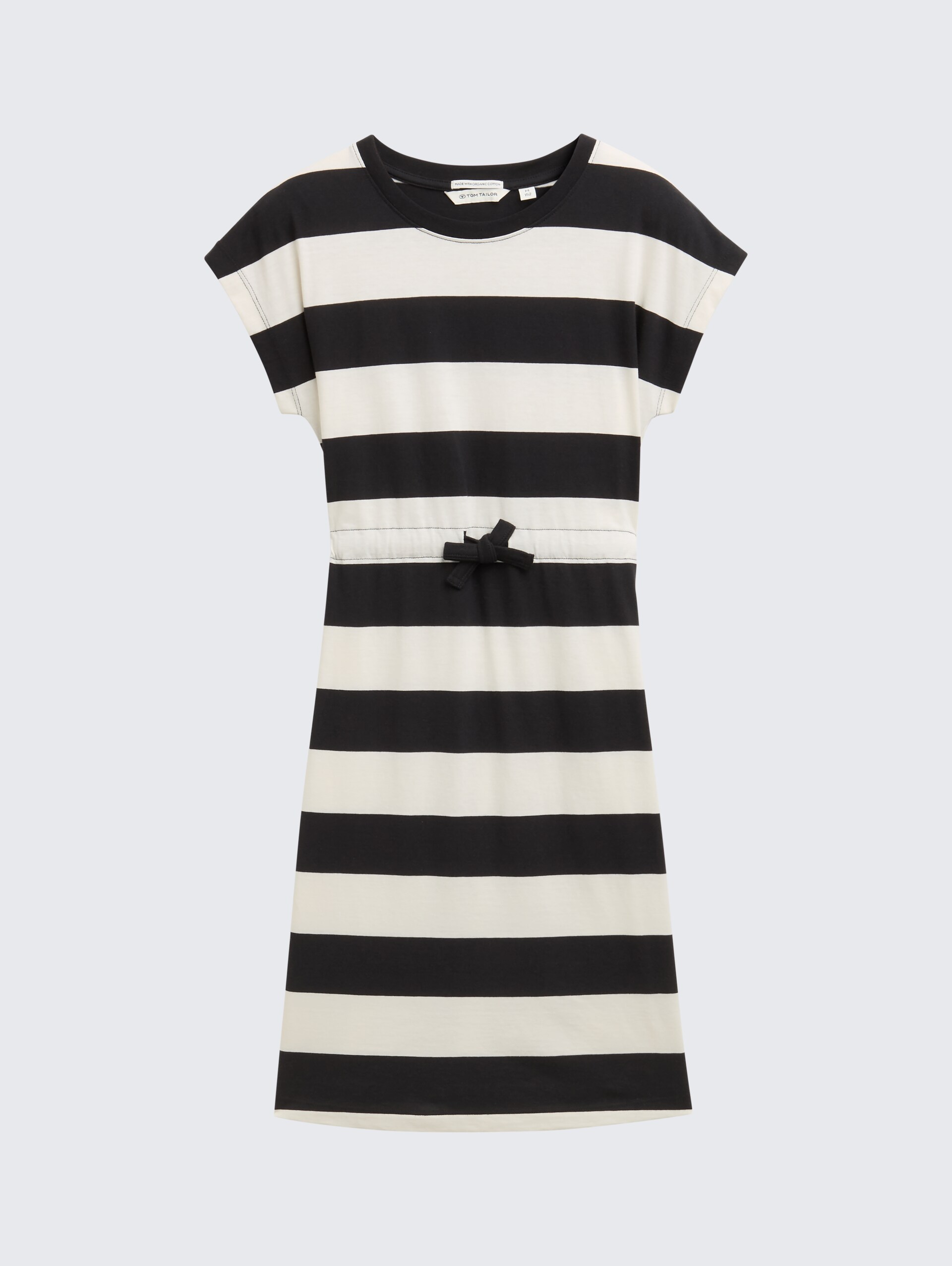 Mini-Kleid mit Streifenmuster - black and white bold stripe - Vorder-Produkt-Ansicht