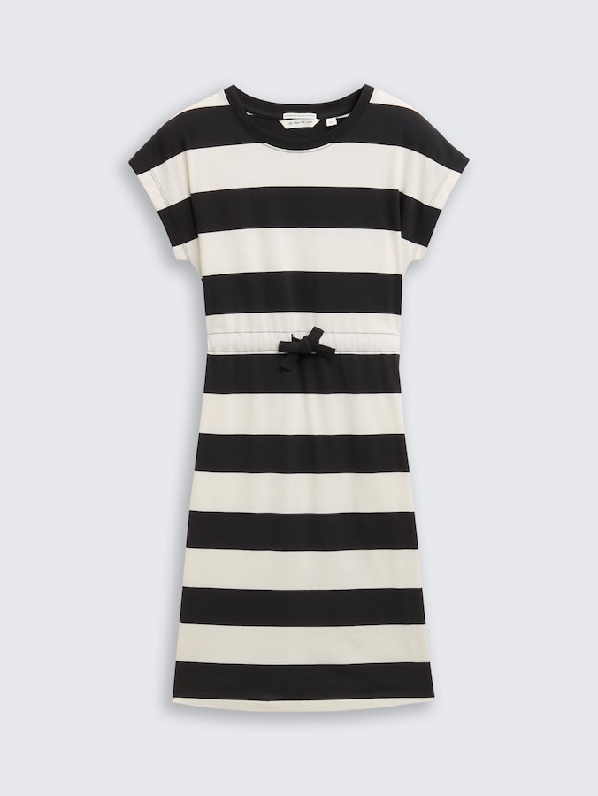 Mini dress with striped pattern by Teen Girls, black and white bold stripe