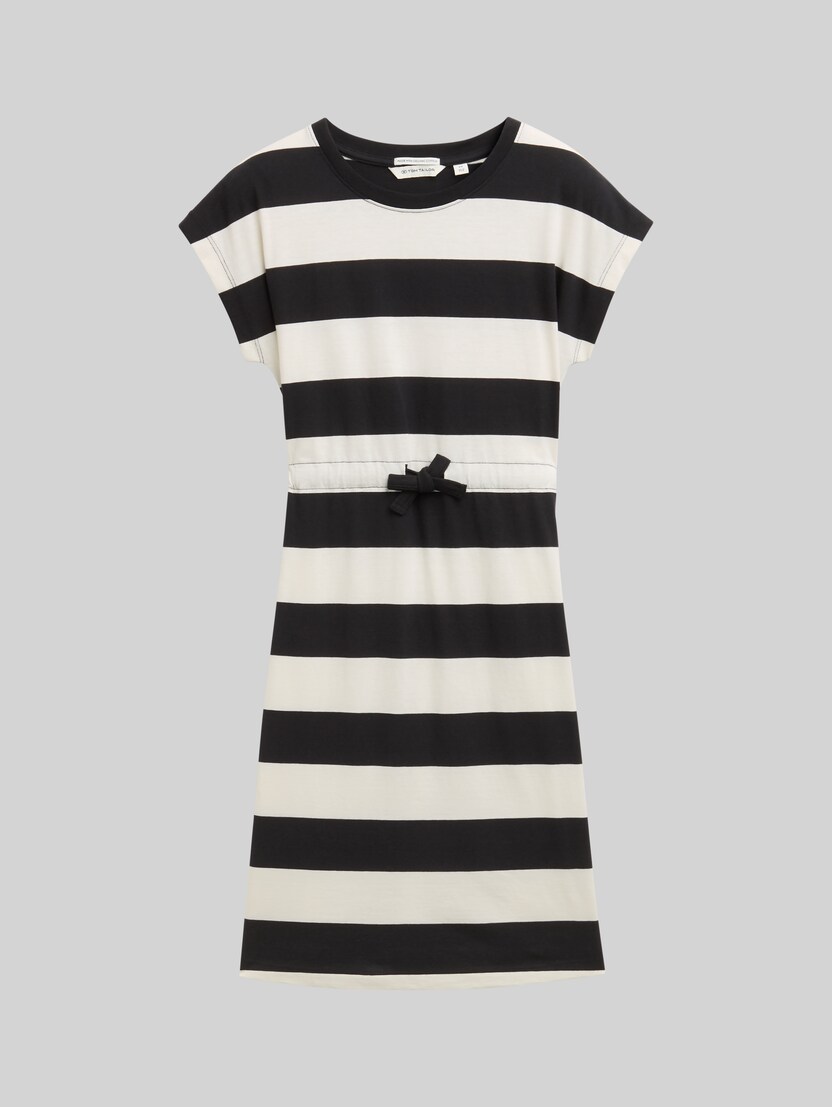 Mini dress with striped pattern by Teen Girls, black and white bold stripe