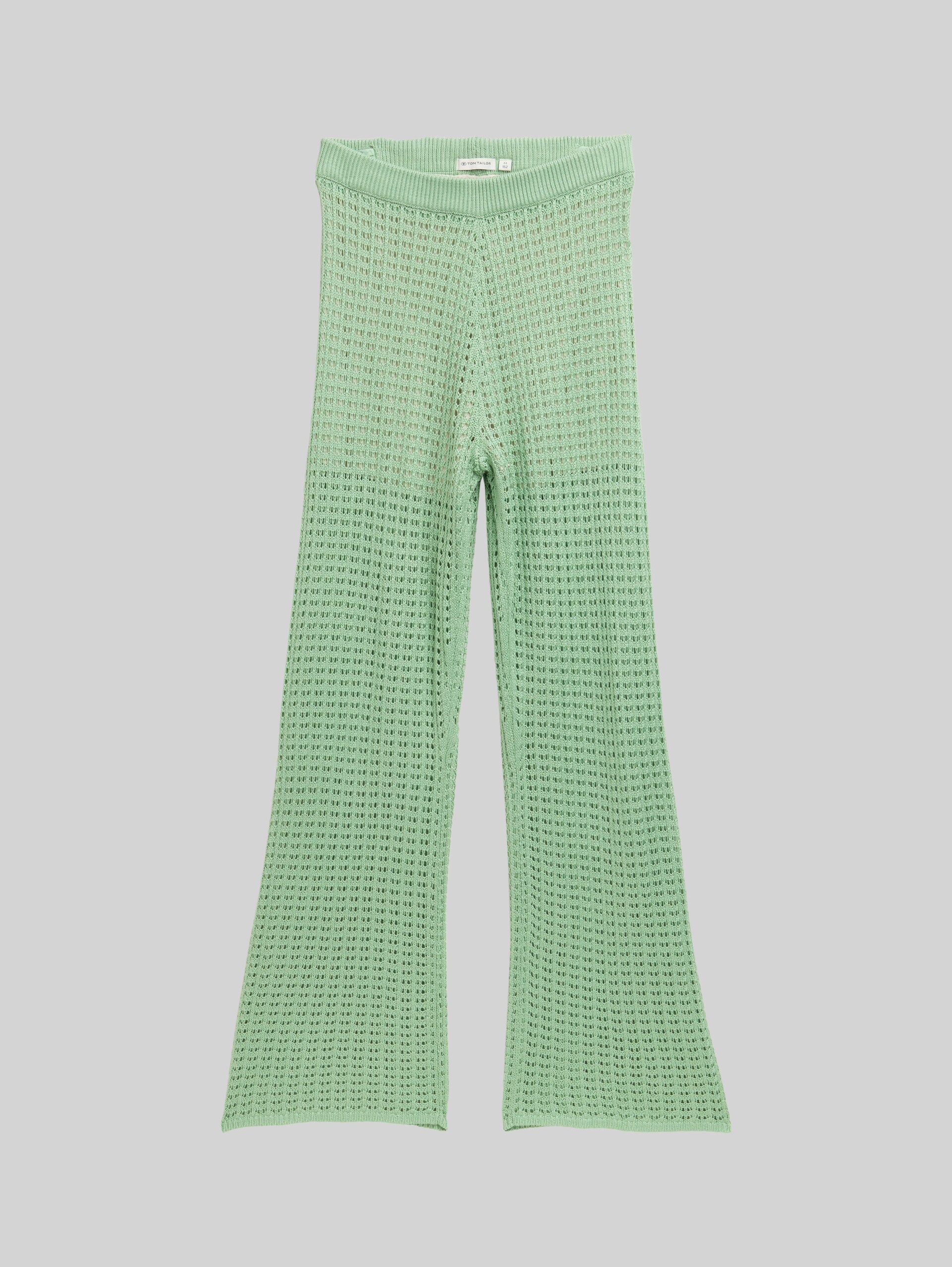 Wide leg knitted trousers - light garden green
