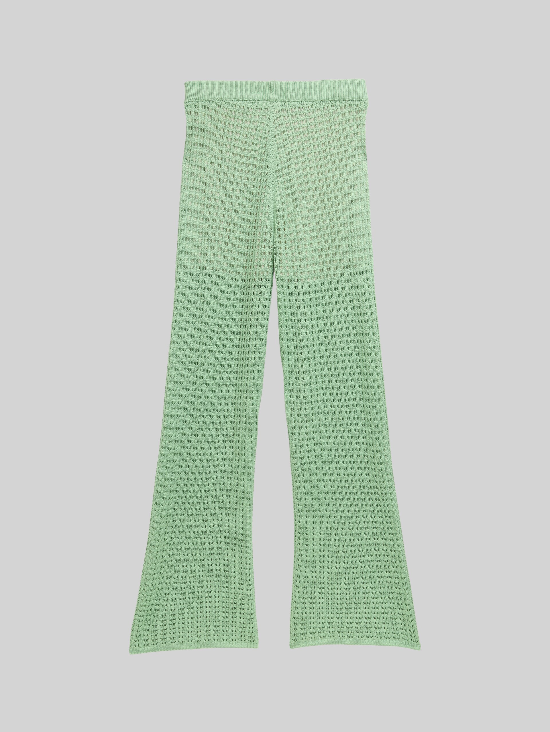 Wide leg knitted trousers - light garden green
