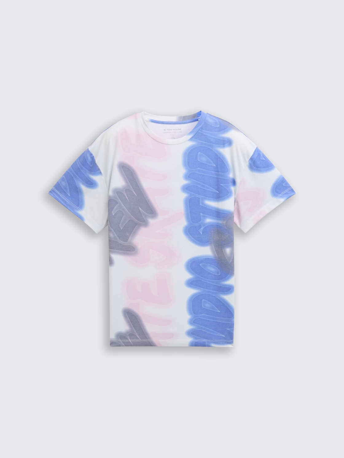 Oversize T-Shirt mit Allover-Print - colorful wording design - Vorder-Produkt-Ansicht