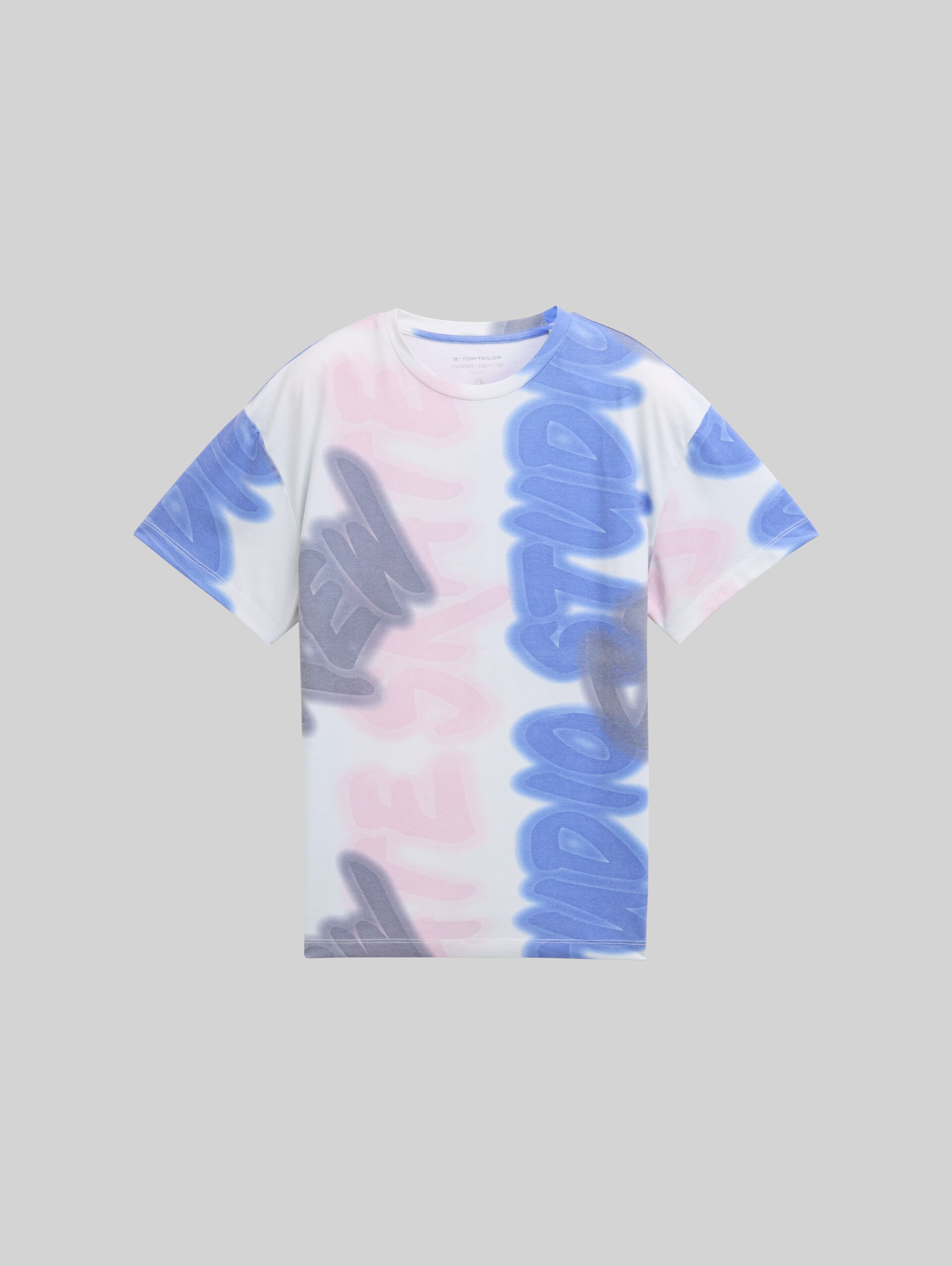 Oversized T-shirt with all-over print - colorful wording design - Front product view