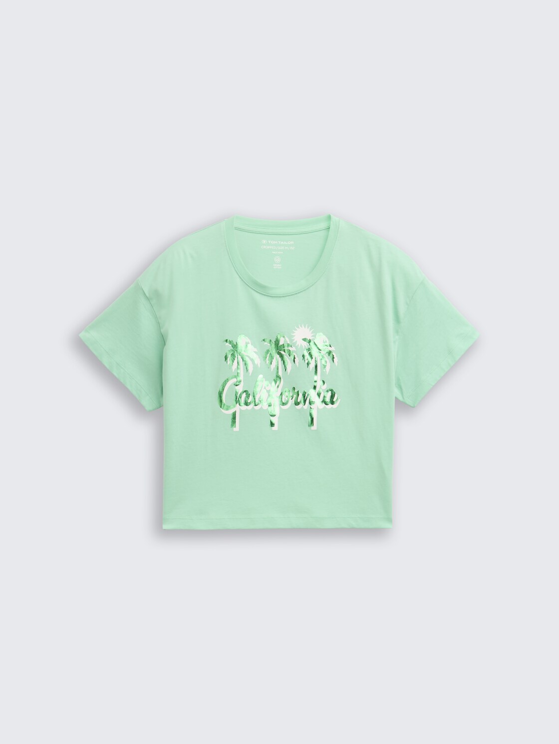 Cropped T-Shirt mit Print - light garden green - Vorder-Produkt-Ansicht