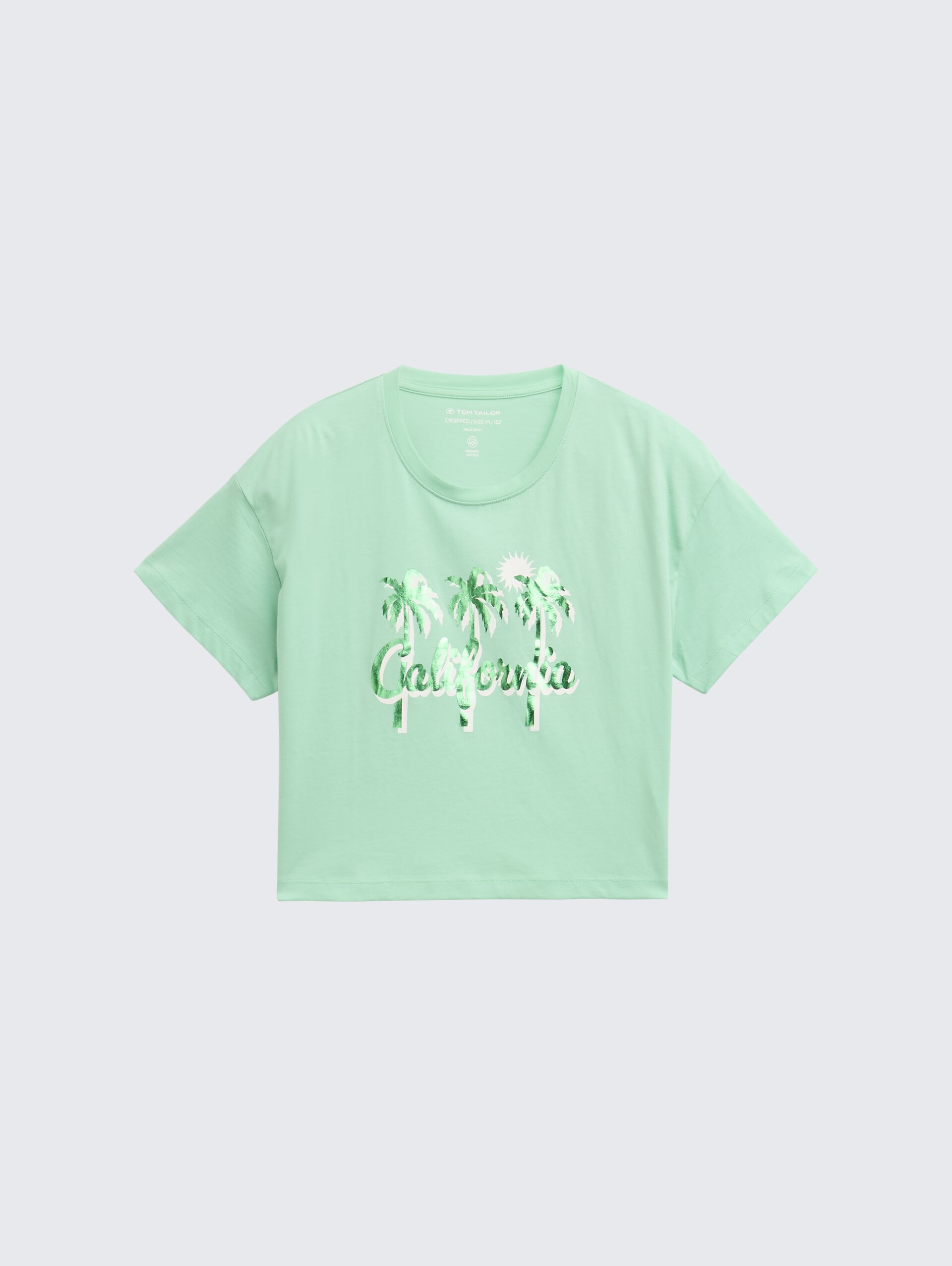 Cropped T-Shirt mit Print - light garden green - Vorder-Produkt-Ansicht
