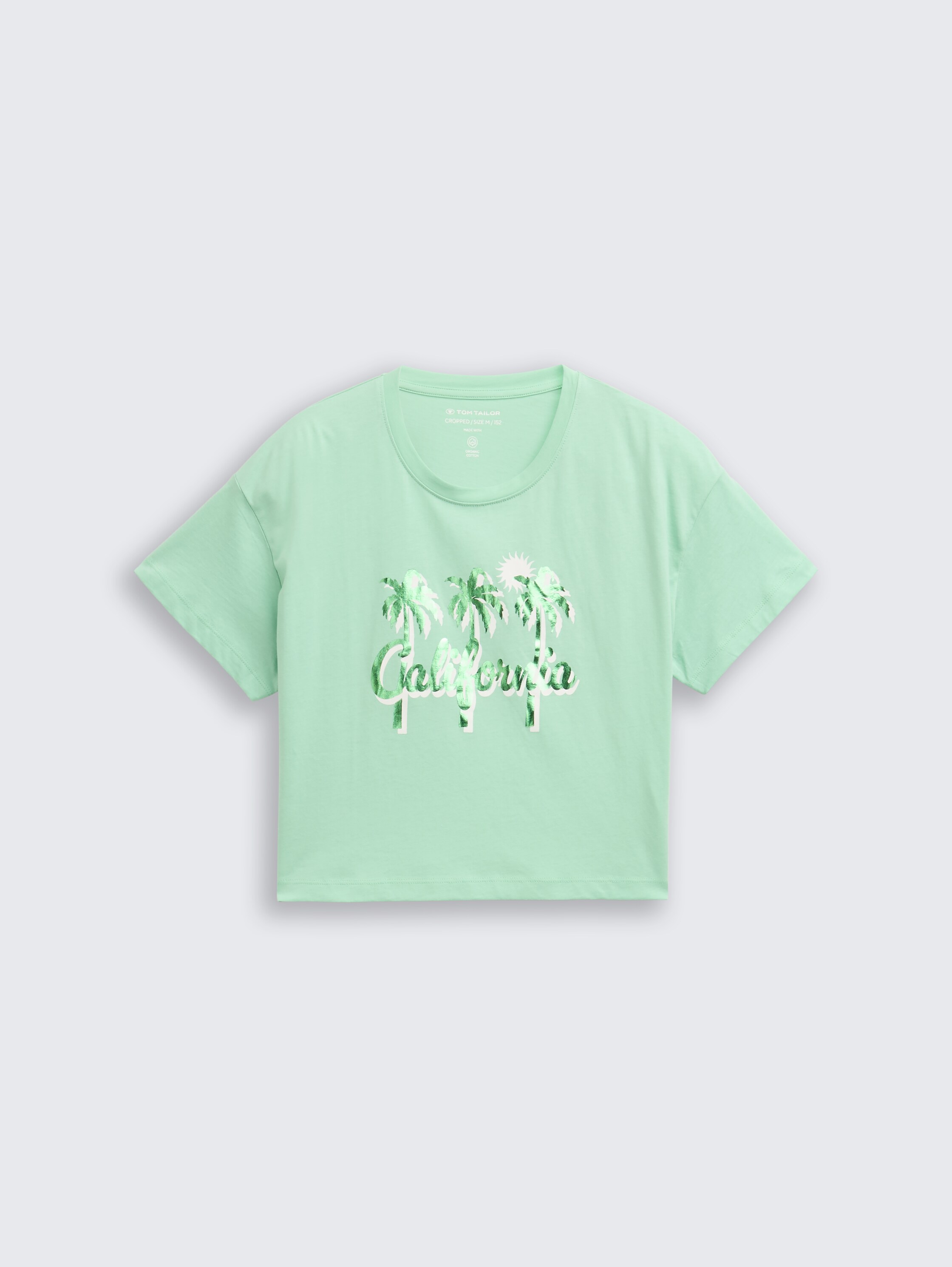 Cropped T-Shirt mit Print - light_garden_green - 