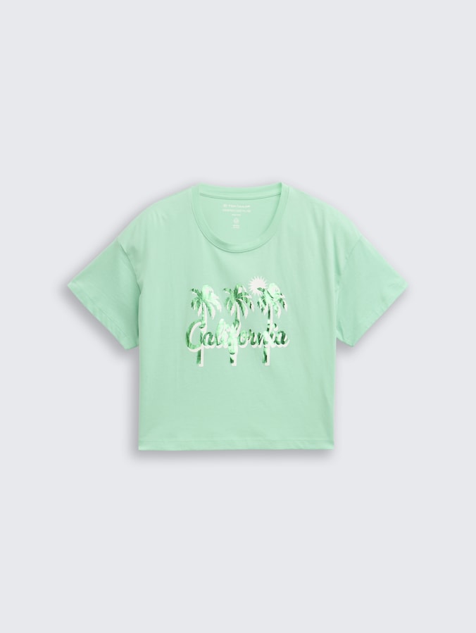 Cropped T-Shirt mit Print von Teen Girls, light garden green