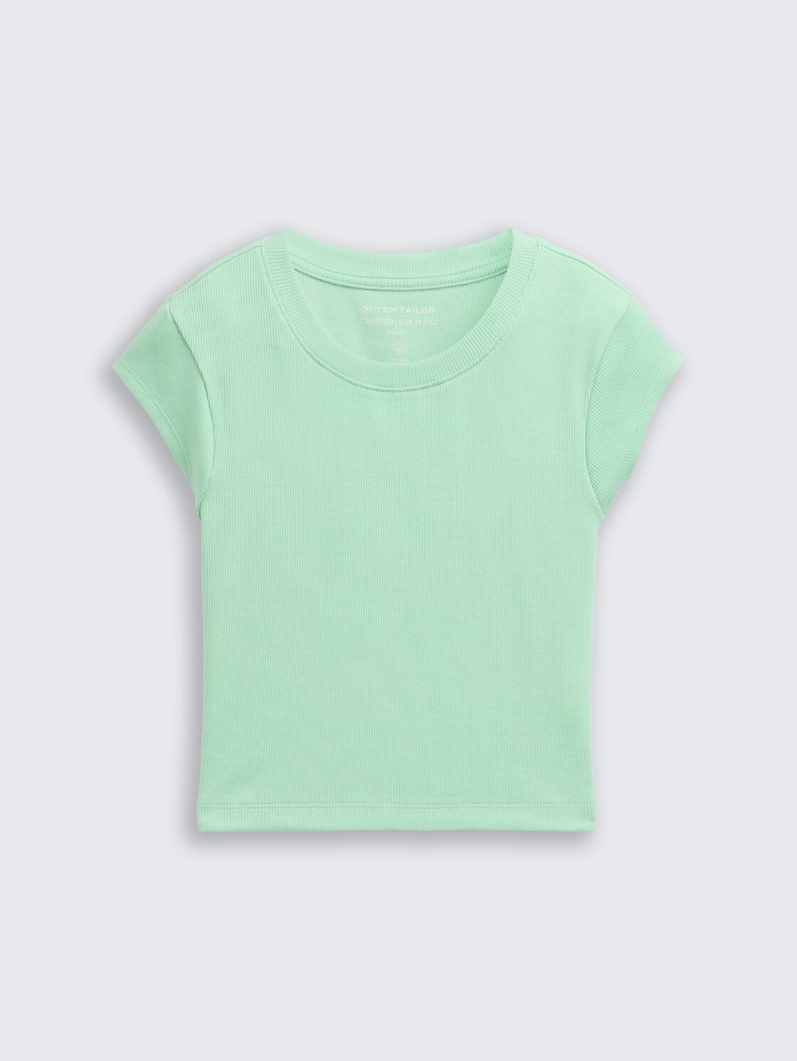 Cropped Ripp T-Shirt - light garden green - Vorder-Produkt-Ansicht