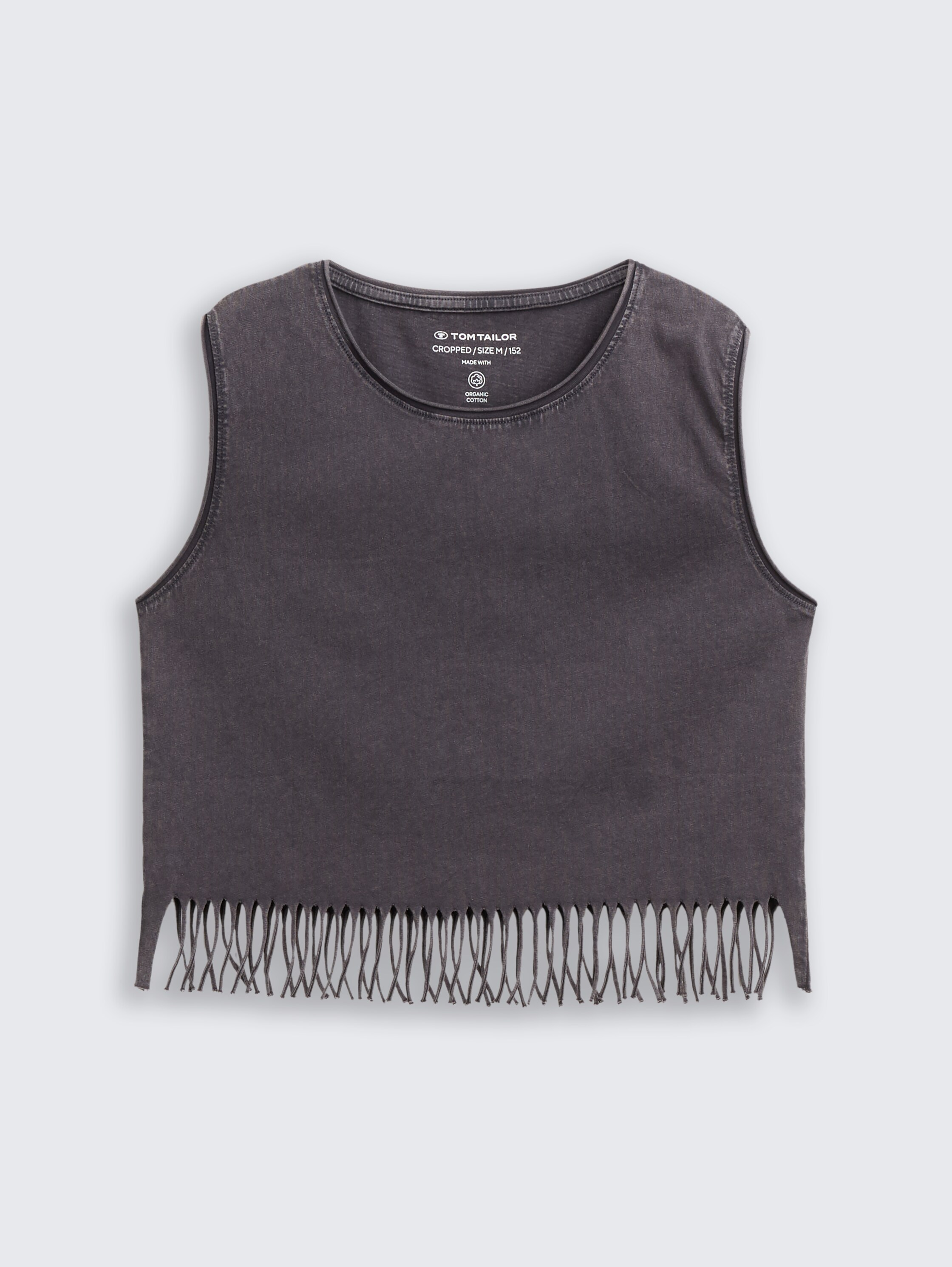 Cropped Top mit Fransen - coal_grey_1 - 