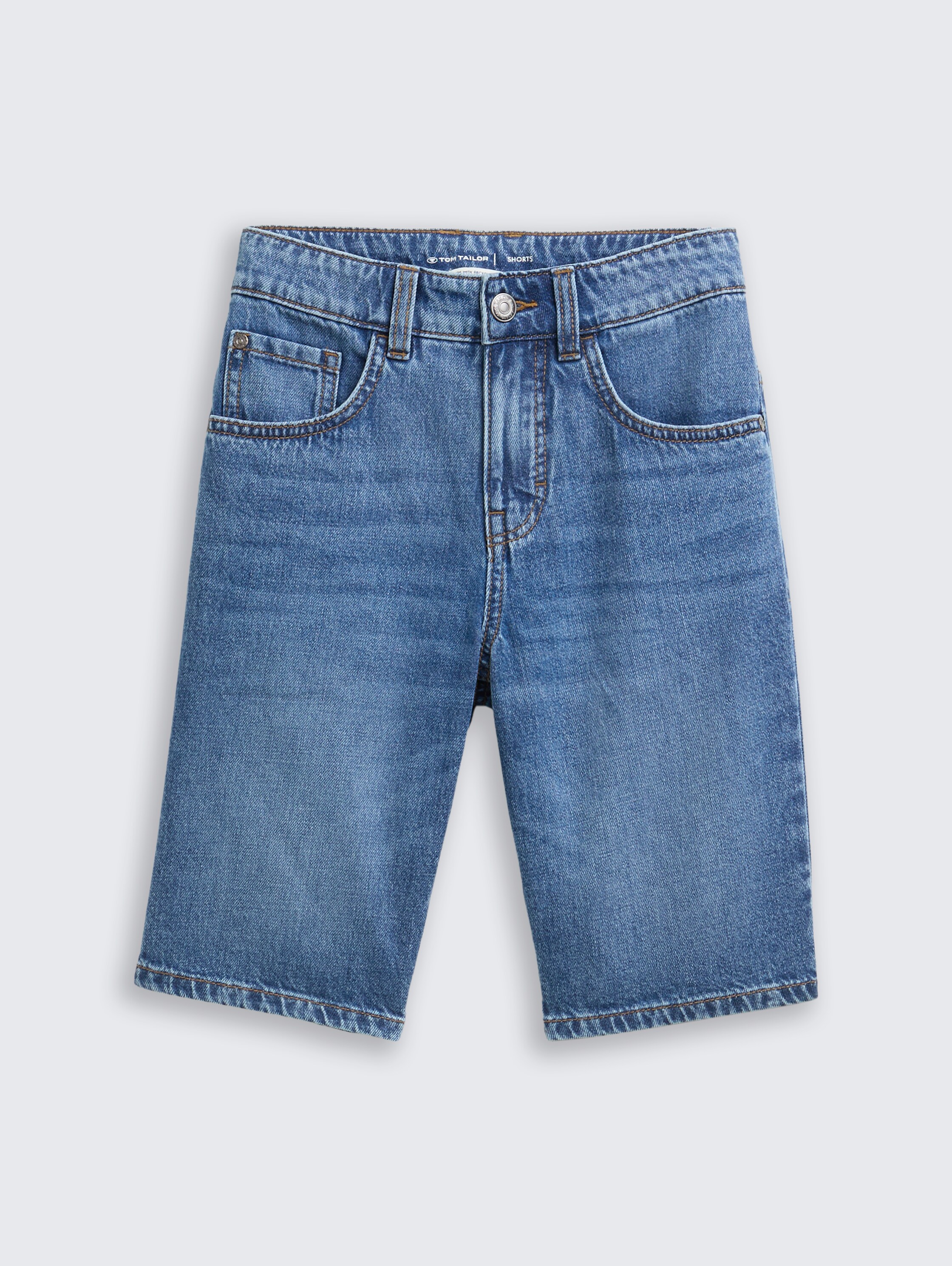 Jim Bermuda Jeans Shorts - used_mid_stone_blue_denim - 