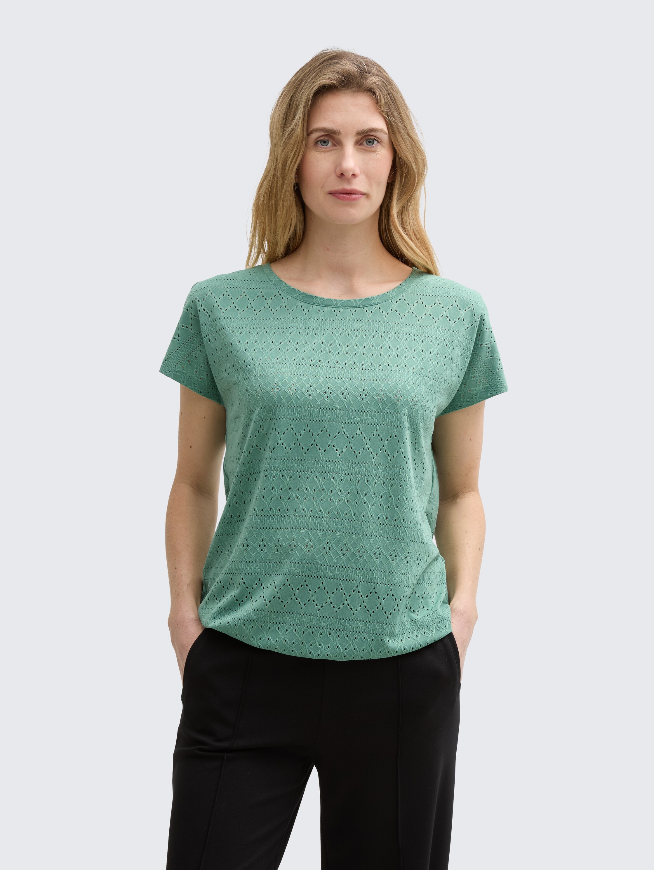 Loose Fit Ajour T-Shirt - faded_green - 