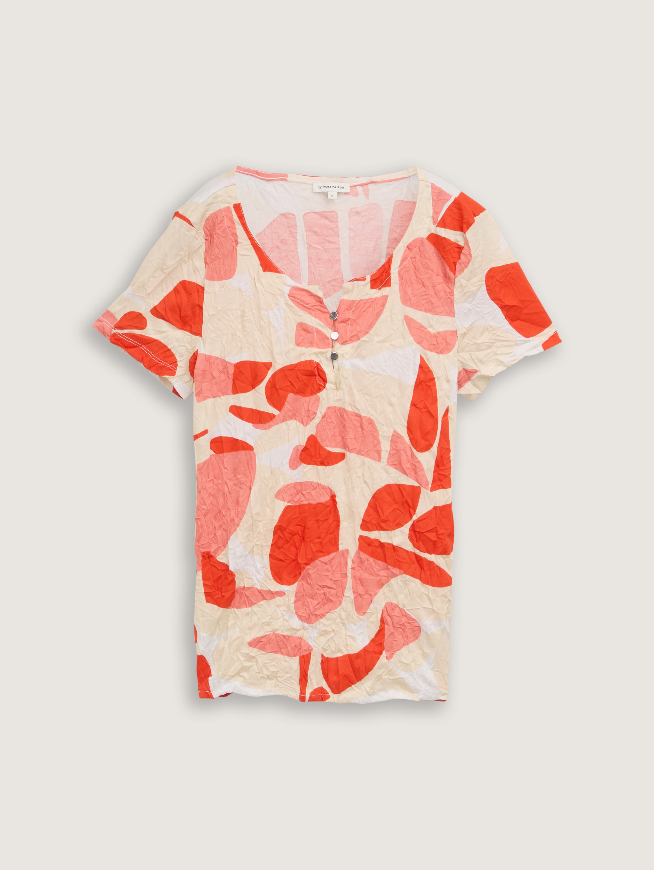 Crinkle T-Shirt mit Muster - red_dots_and_shapes_design - 