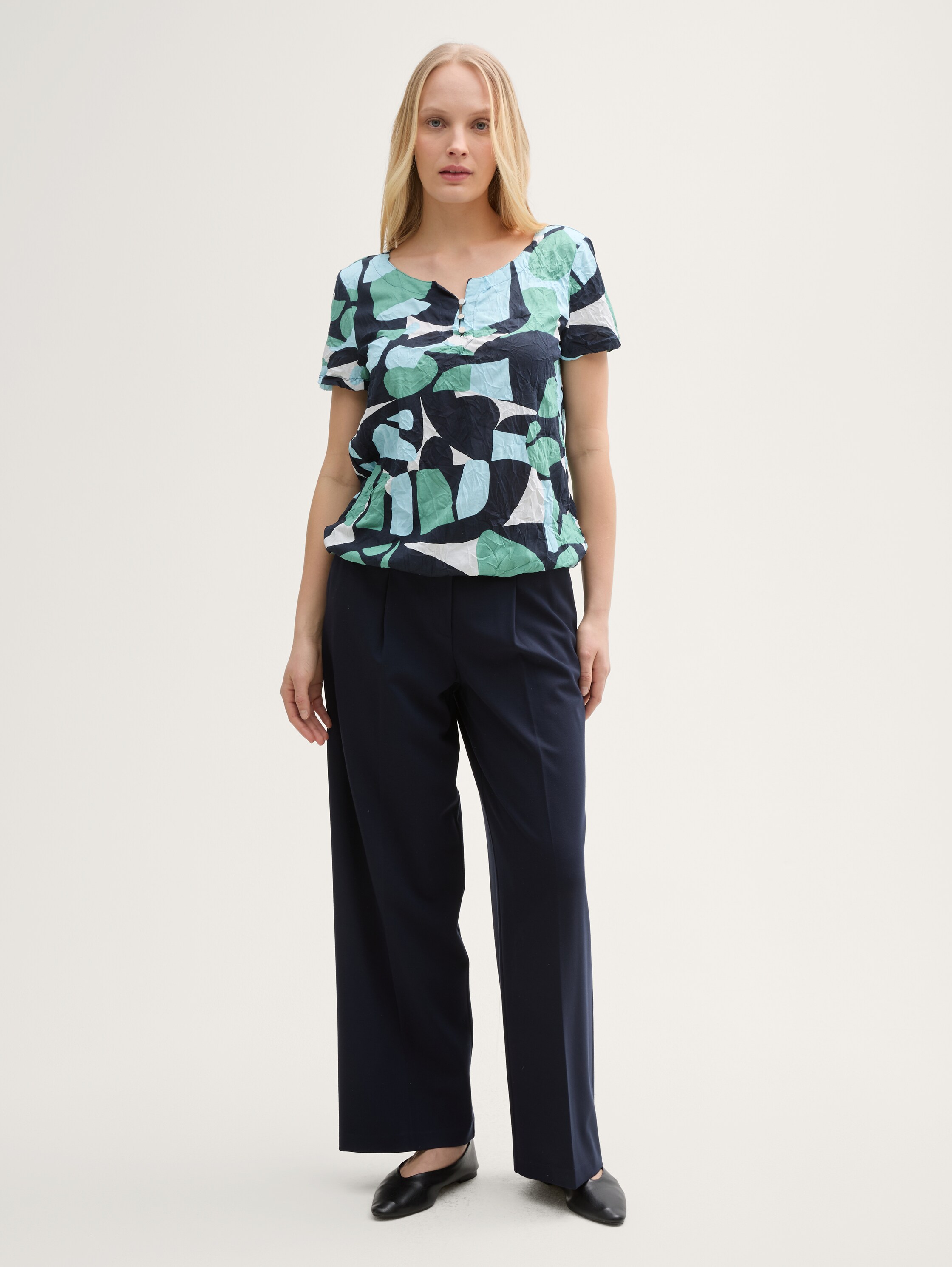 Crinkle T-Shirt mit Muster - 0