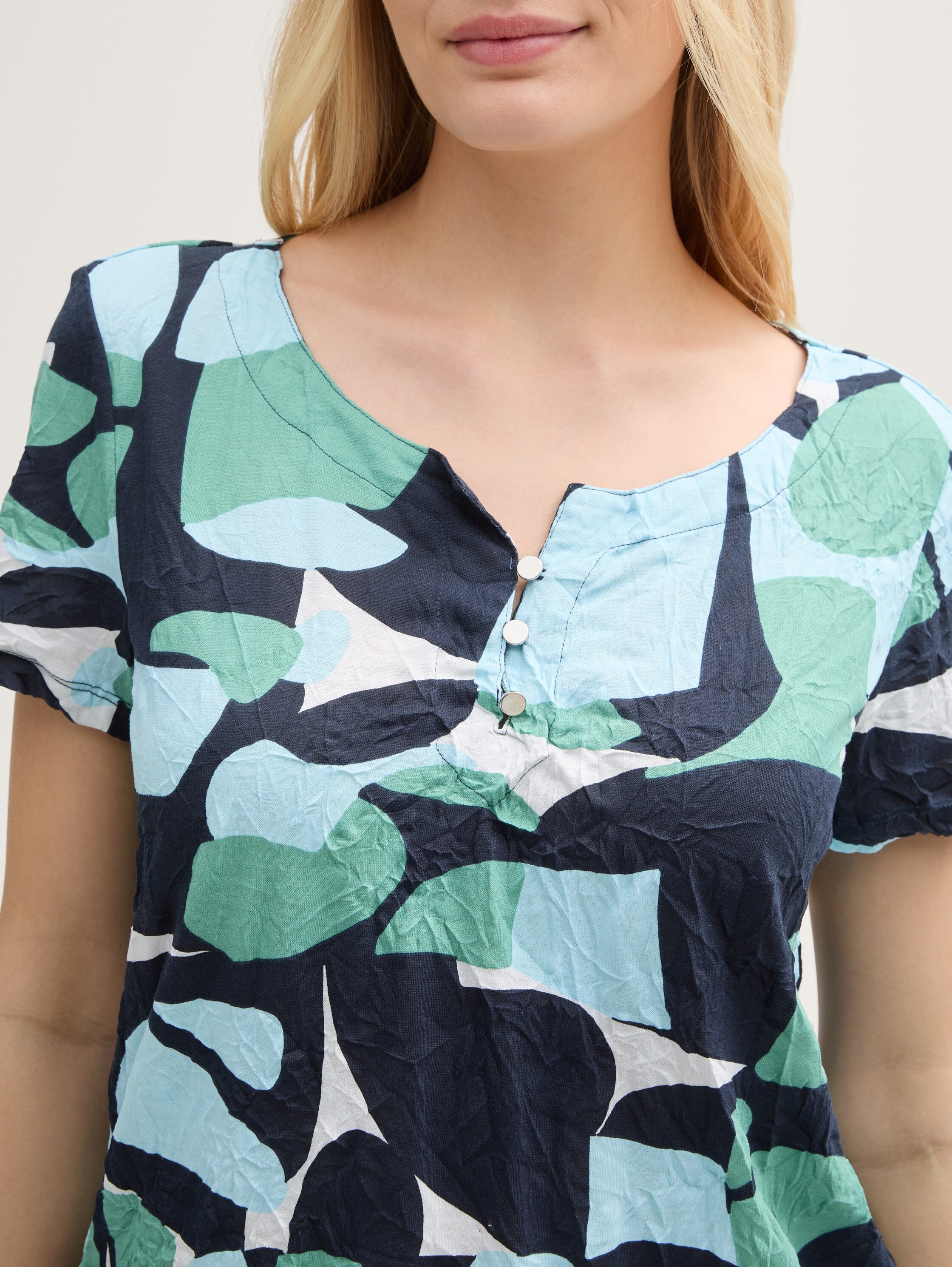 Crinkle T-Shirt mit Muster - 4