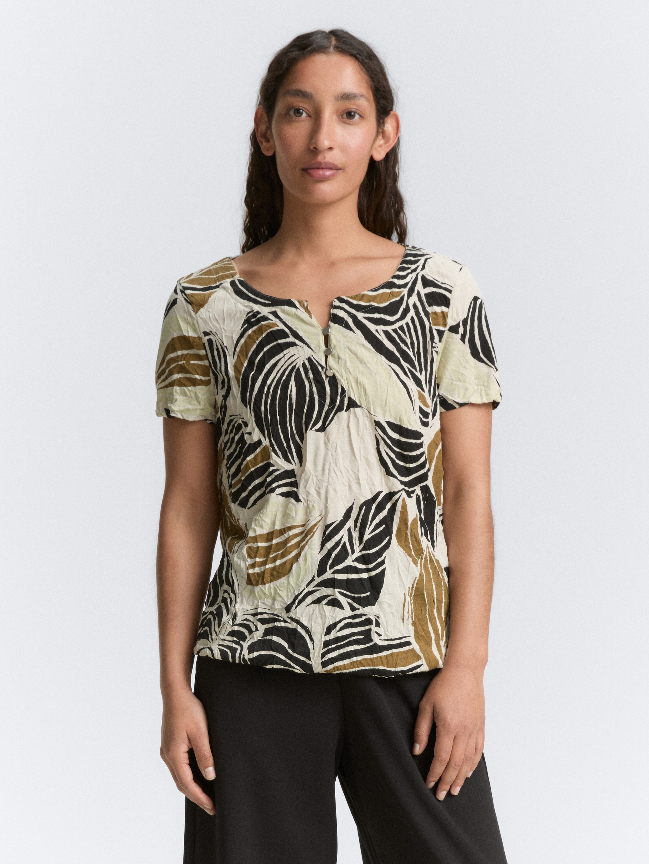Crinkle T-Shirt mit Muster - 1