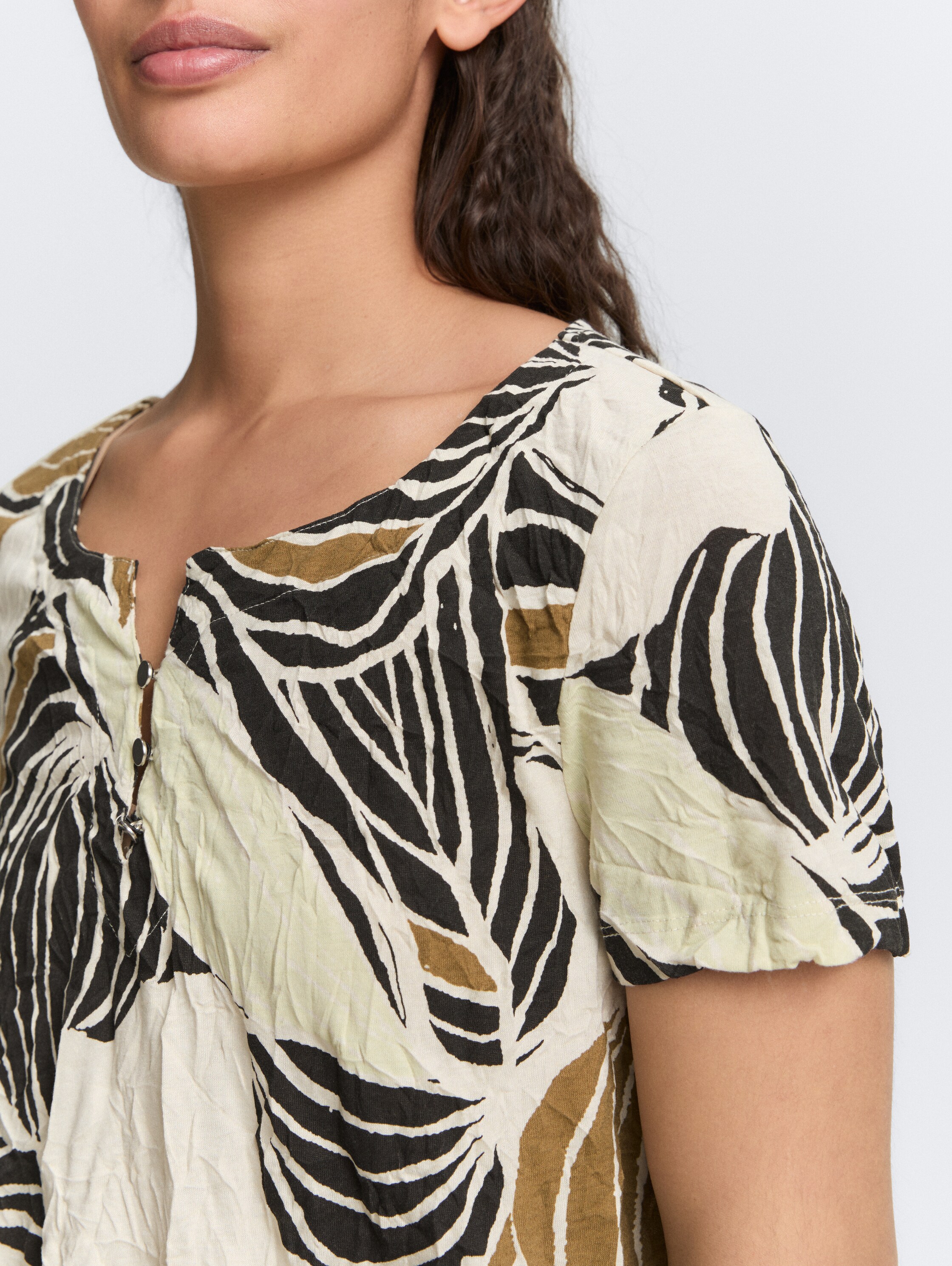 Crinkle T-Shirt mit Muster - 4