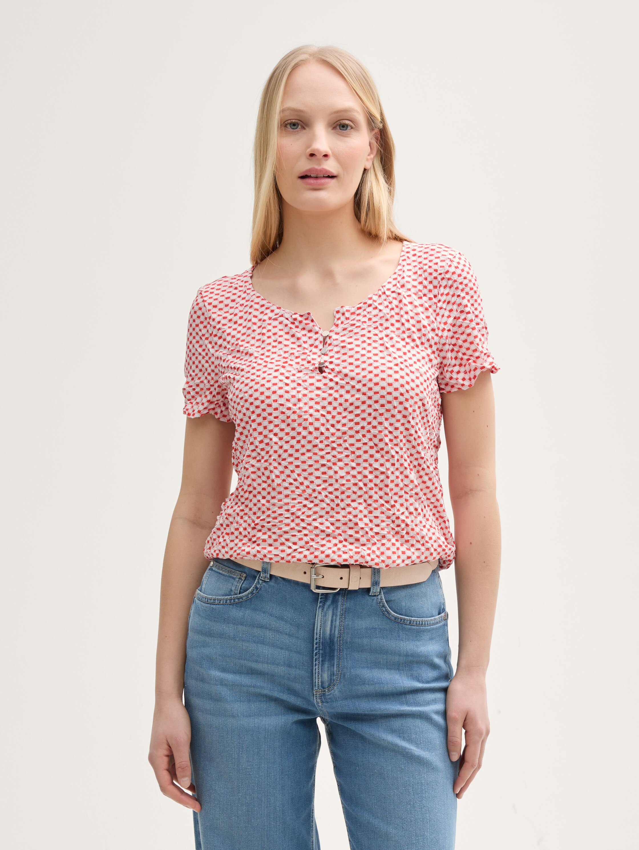 Crinkle T-Shirt mit Muster - 1