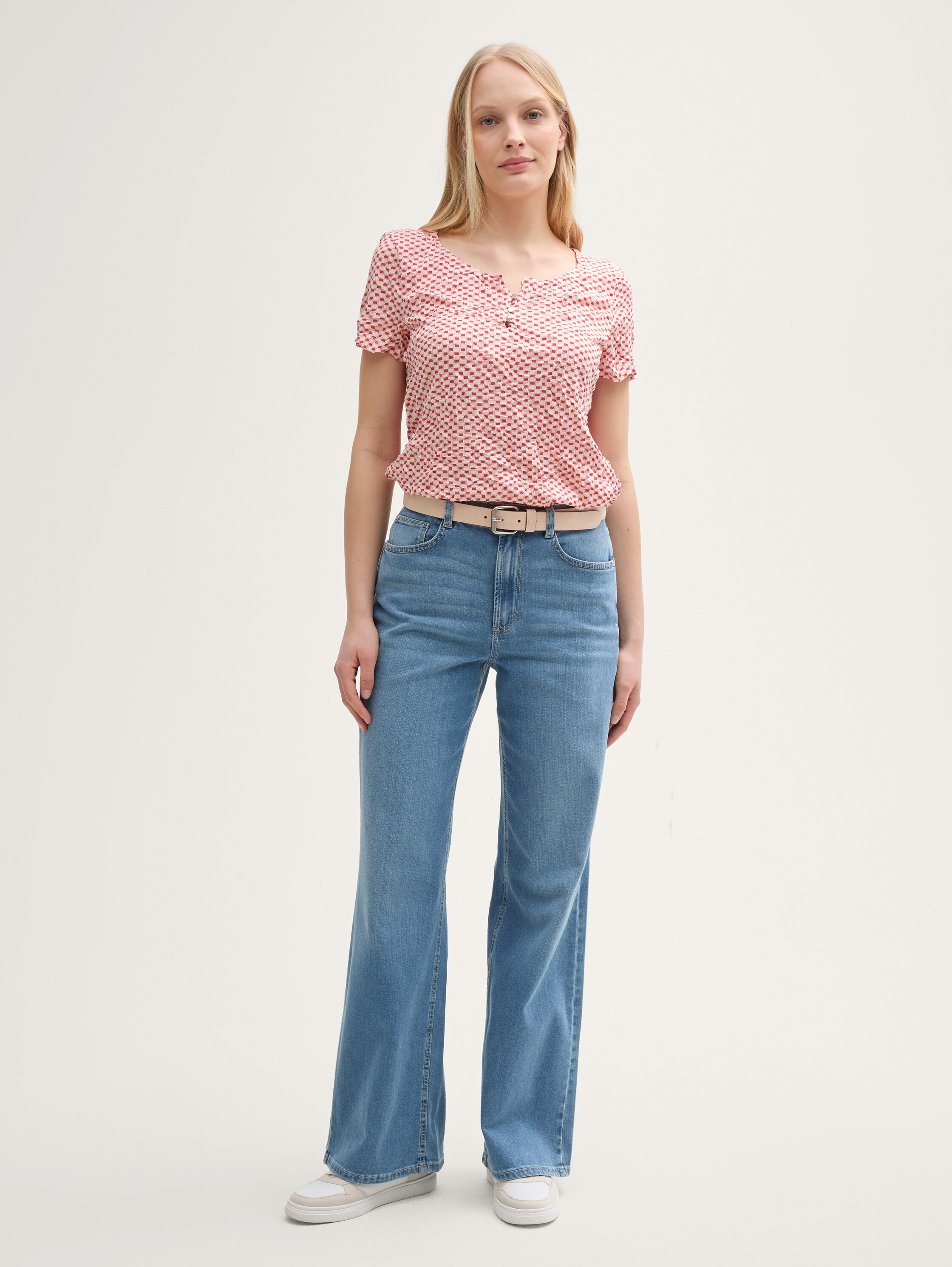 Crinkle T-Shirt mit Muster - 0