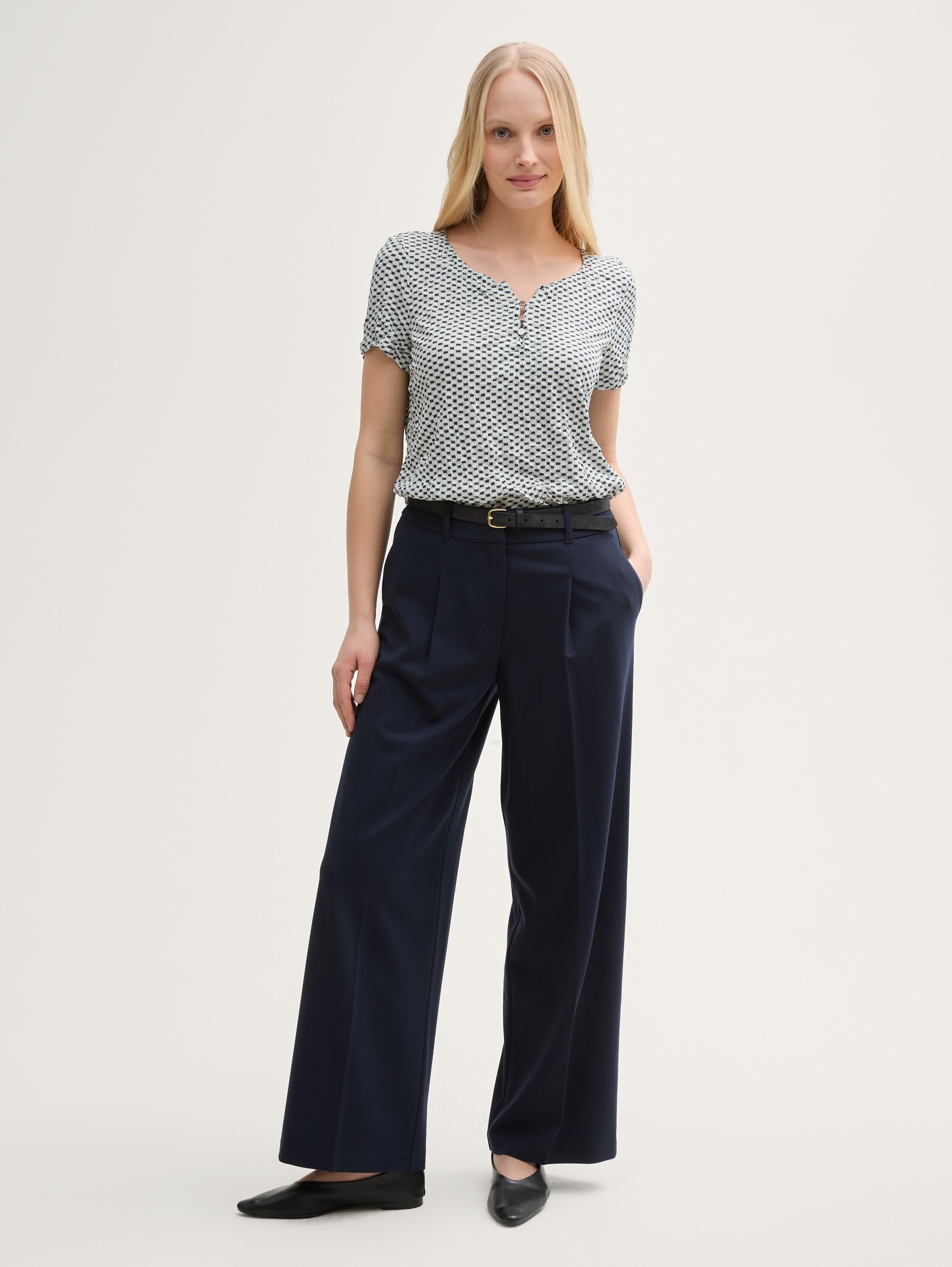 Crinkle T-Shirt mit Muster - 0