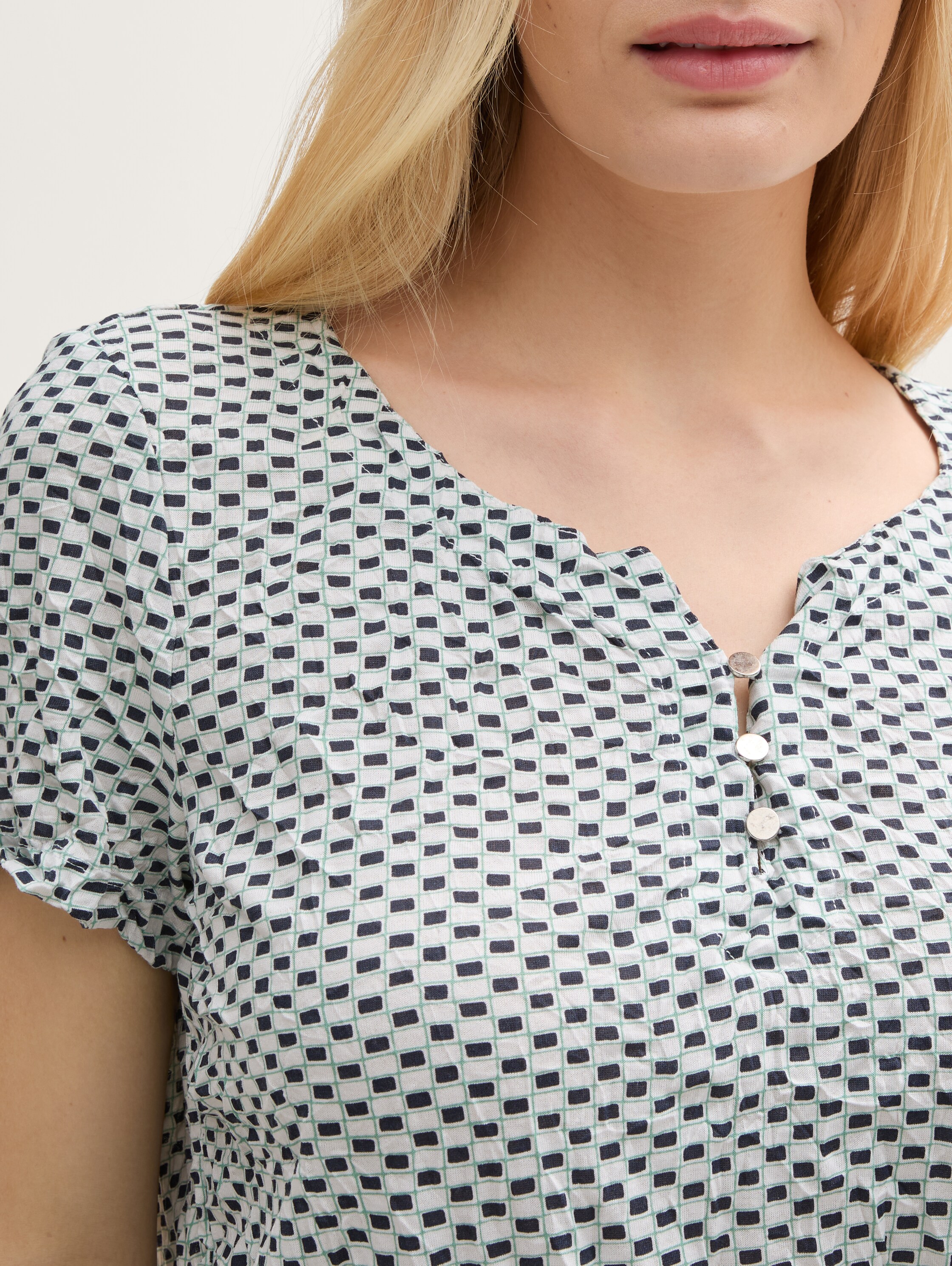 Crinkle T-Shirt mit Muster - 4