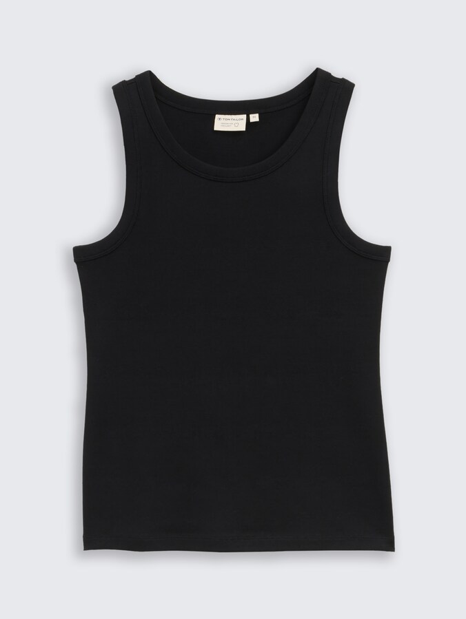 Top mit Rippstruktur von Women, deep black