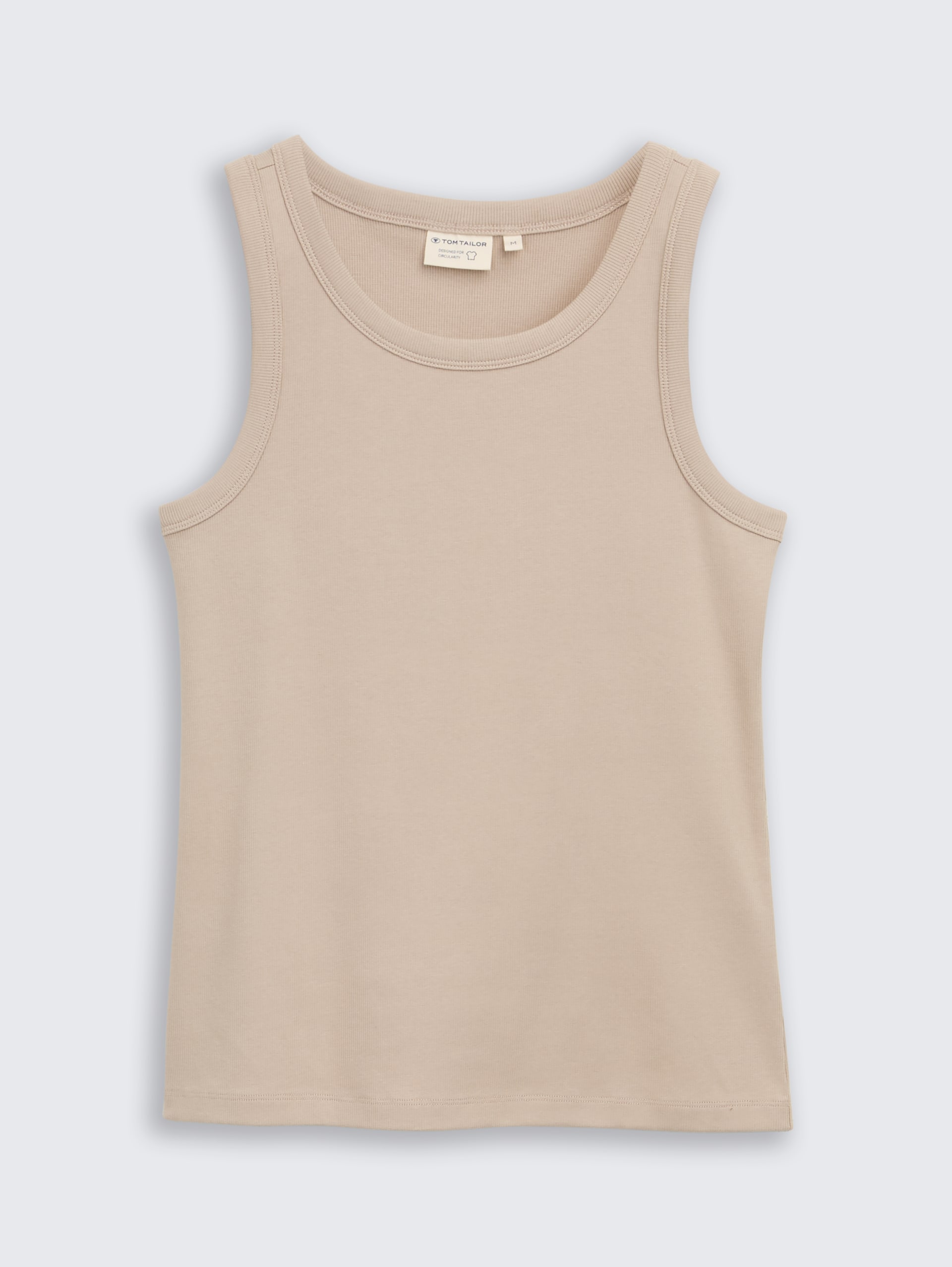 Top met ribstructuur - soft taupe grey - Product vooraanzicht
