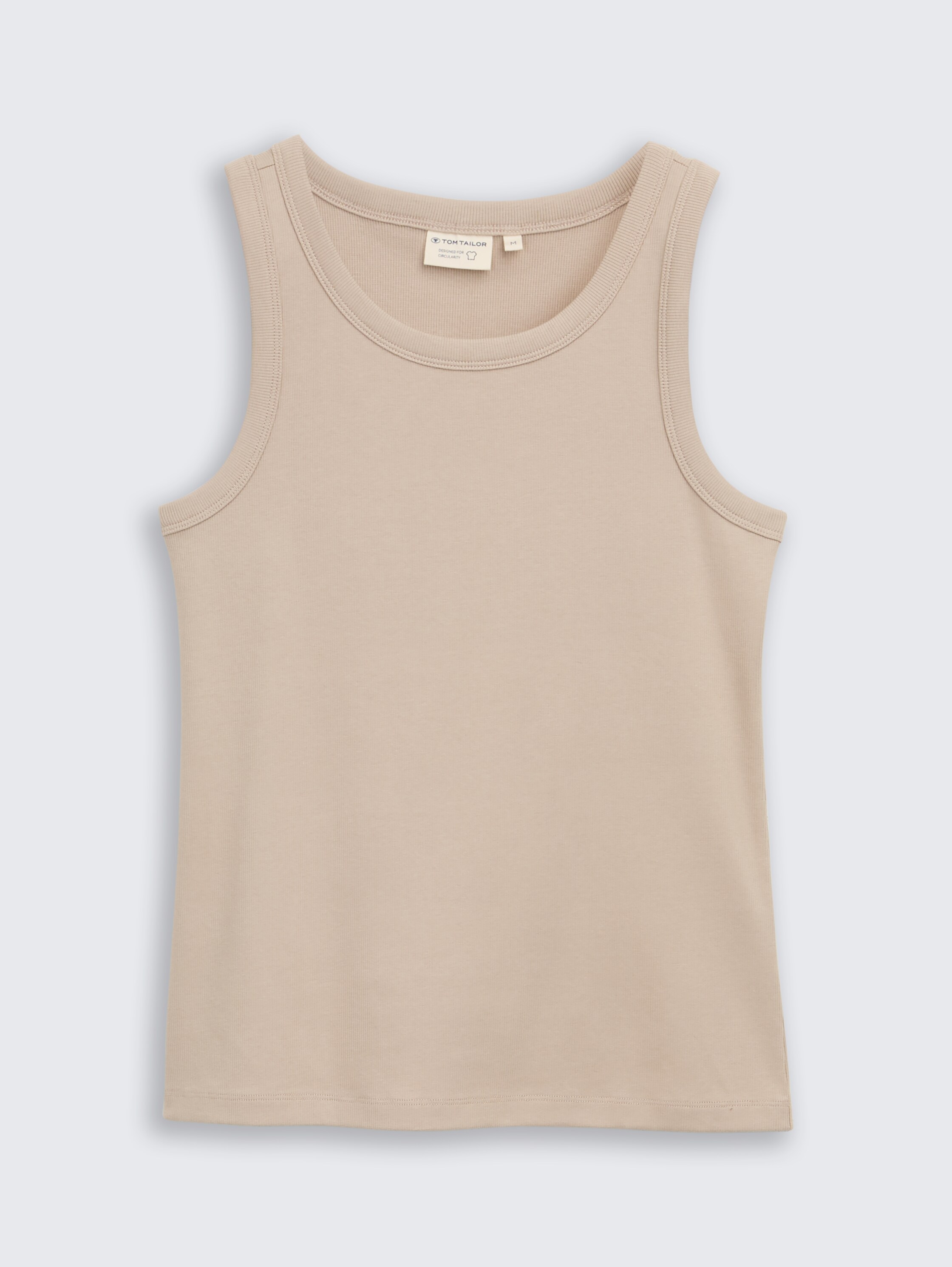 Top met geribbelde structuur - soft taupe grey - Product vooraanzicht