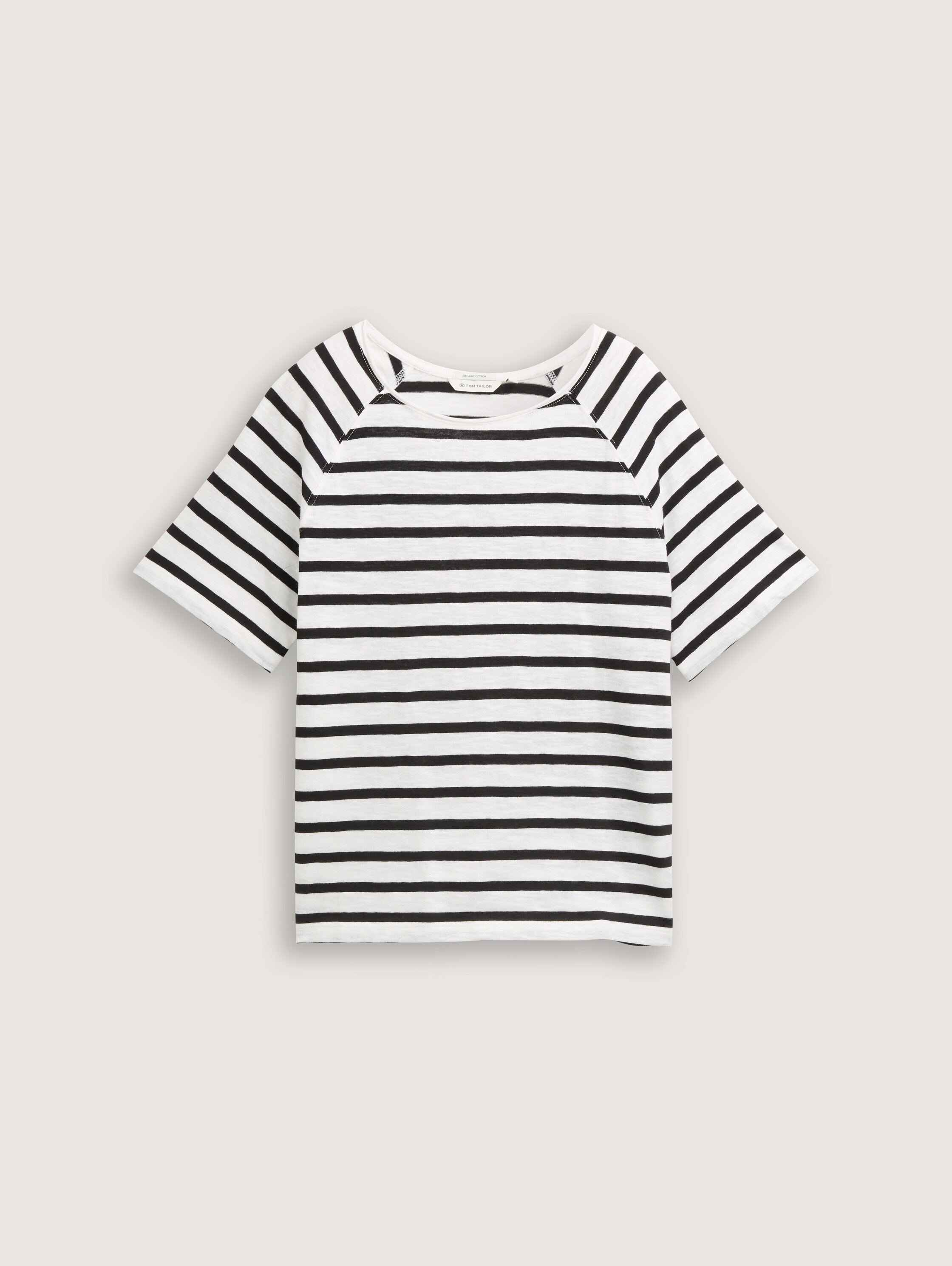 Raglan T-Shirt mit Streifenmuster - black_off_white_stripe - 