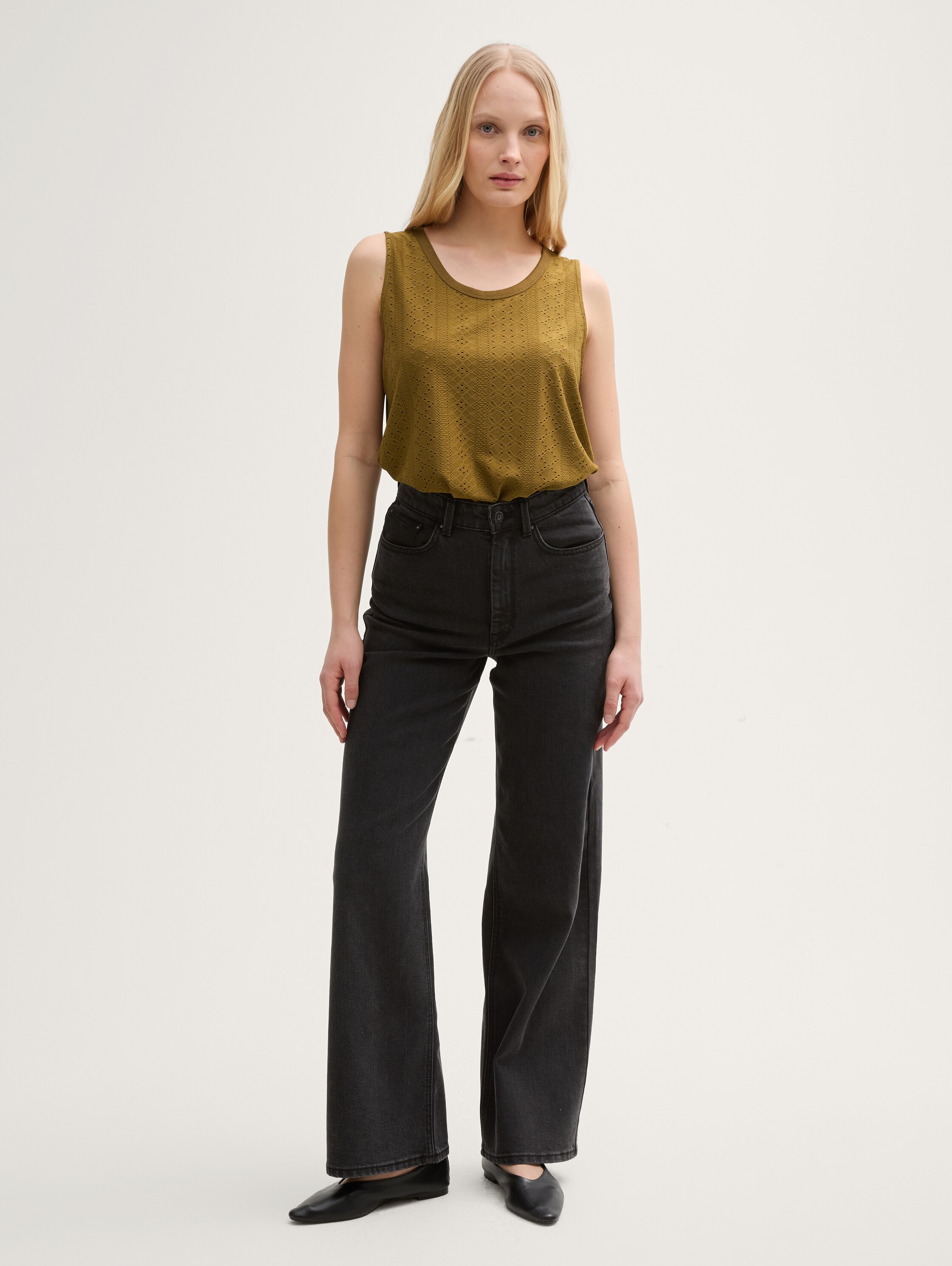 Ajour Top im Material-Mix - nutria_olive - 